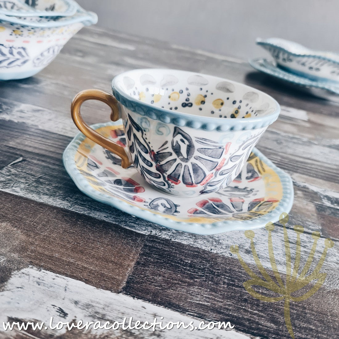 Stylish Afrocentric Light Blue Dinnerware & Serveware Set - Perfect for Family Dinners, Entertaining Guests & Cultural Celebrations