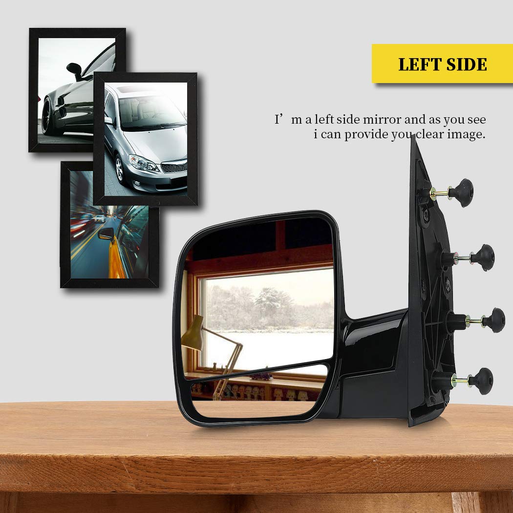 OCPTY Black Left Side Mirror Replacement for 2003-2005 Ford E-150 Club Wagon - Manual Fold Non-Heated Mirror with Puddle Light | Durable Smooth Glass Design | Perfect for Parking Assistance & Blind Spot Visibility