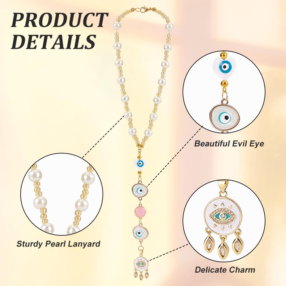 Evil Eye Car Charm - Beaded Hanging Ornament for Rearview Mirror & Home Decor