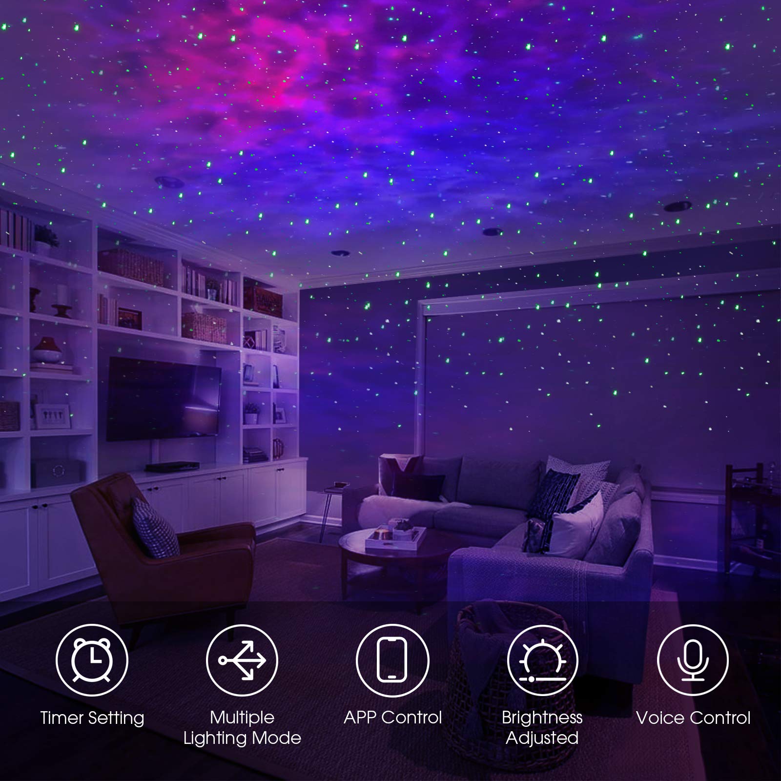Smart WiFi Galaxy Projector with APP Control, Timer & Alexa Voice - Nebula Cloud Night Light for Bedroom, Kids Room, Party Decor & Relaxation | Creates Stunning Starry Sky Effects for Meditation, Sleep Aid & Romantic Ambiance
