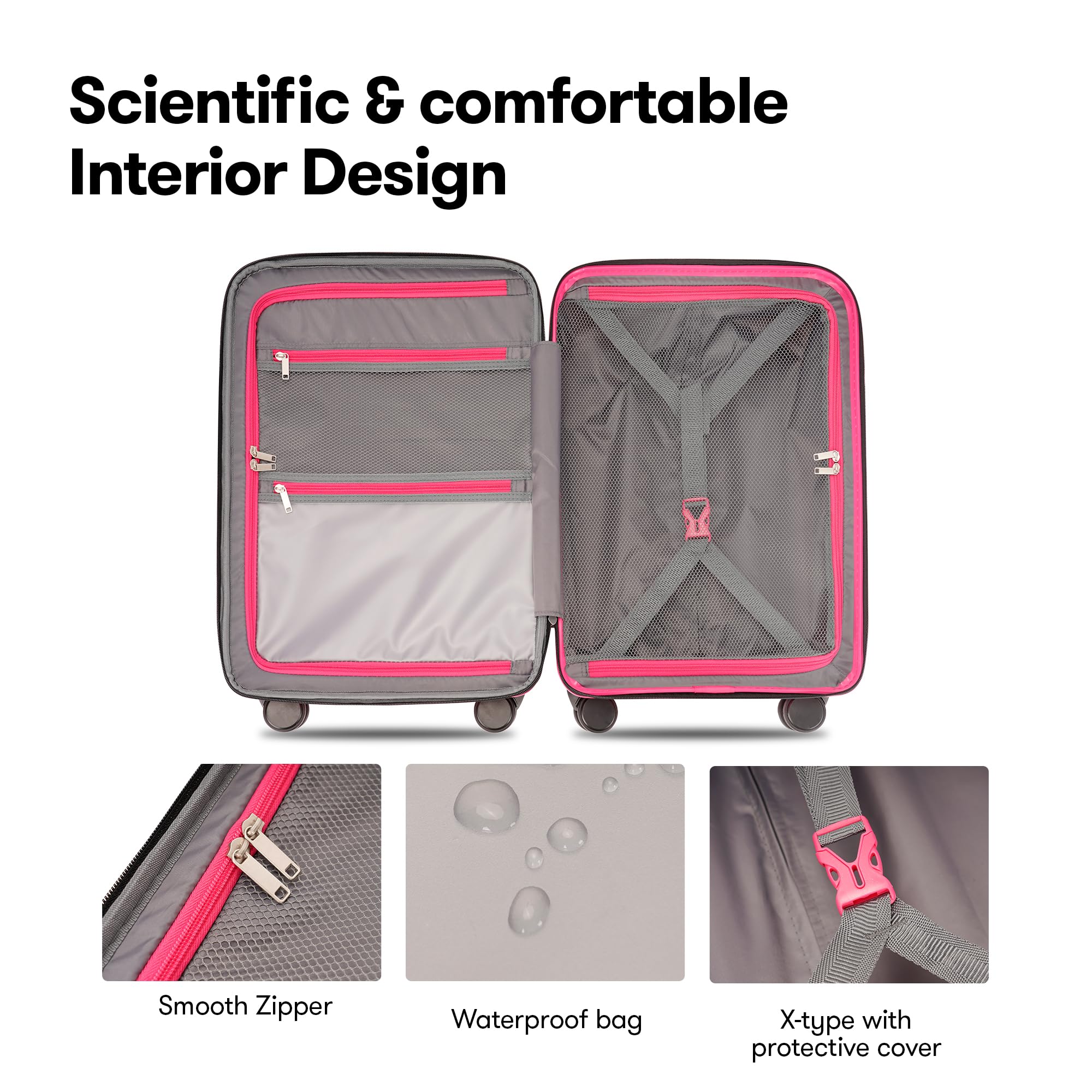3 Piece Luggage Set for Women - Durable Expandable Large Suitcase with 360° Spinner Wheels & TSA Lock (20in/25in/29in) in Dark Pink | Perfect for Air Travel, Business Trips & Vacation Packing