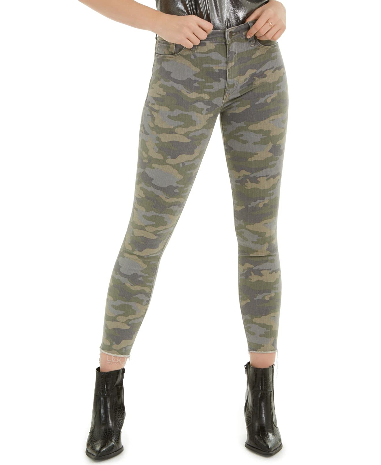 HUDSON Women's Barbara Denim Camo Ankle Jeans - Green Size 25 | Stretch Comfort Fit, Mid Rise Skinny Jeans for Casual Wear & Everyday Outfits