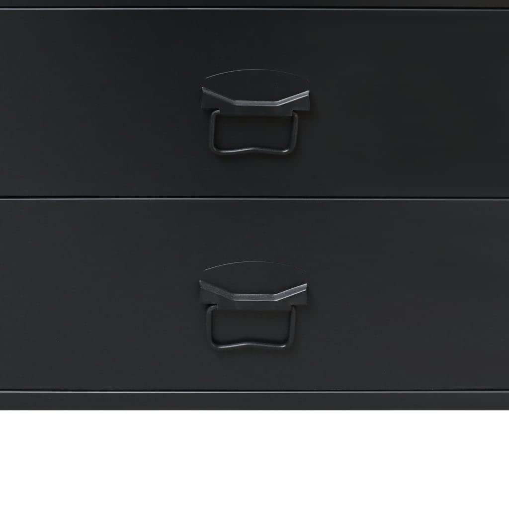 vidaXL 4-Drawer Metal Storage Cabinet - Industrial Style Sideboard with Air Vents & Metal Handles - 30.7