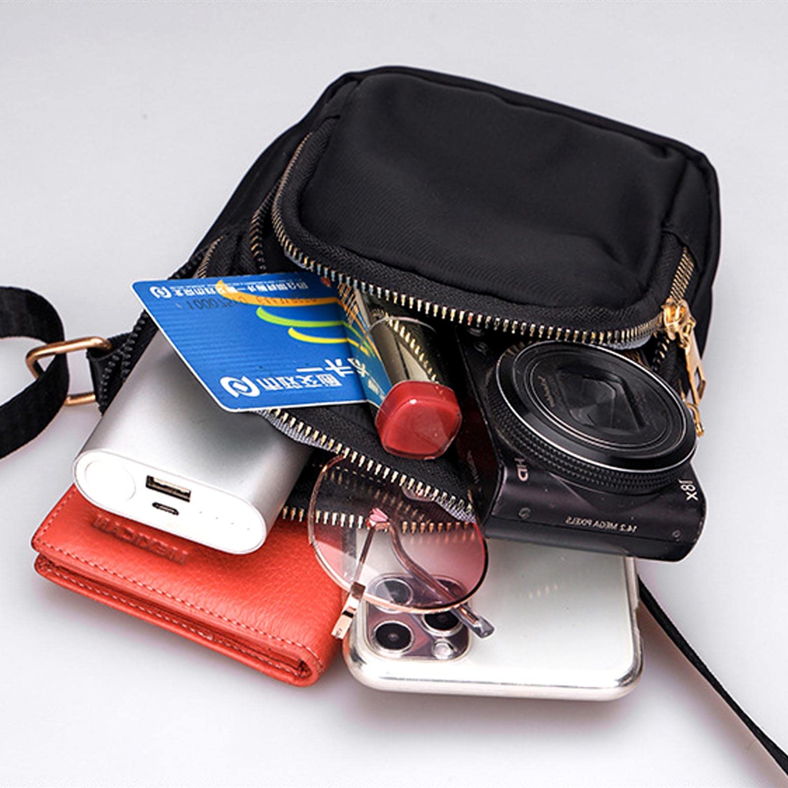 AYNKH Women's Crossbody Phone Bag - 3-Layer Zipper Nylon Waterproof Shoulder Wallet with Adjustable Strap for Women & Girls | Perfect for Travel, Shopping, and Daily Essentials Organization