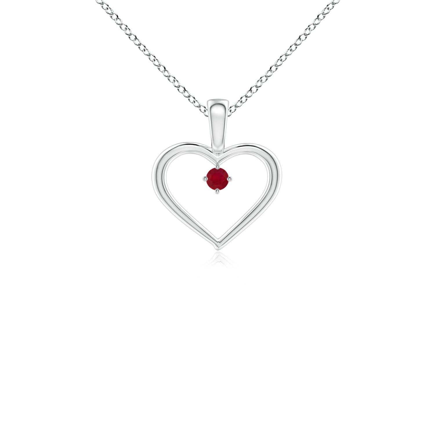 Angara Natural 0.09 Ct Ruby Heart Pendant Necklace for Women in Sterling Silver (Grade-AA | 2.5mm) | July Birthstone Jewelry, Birthday Gift, Anniversary Present, Wedding Jewelry | Perfect for Valentine's Day, Mother's Day & Romantic Occasions