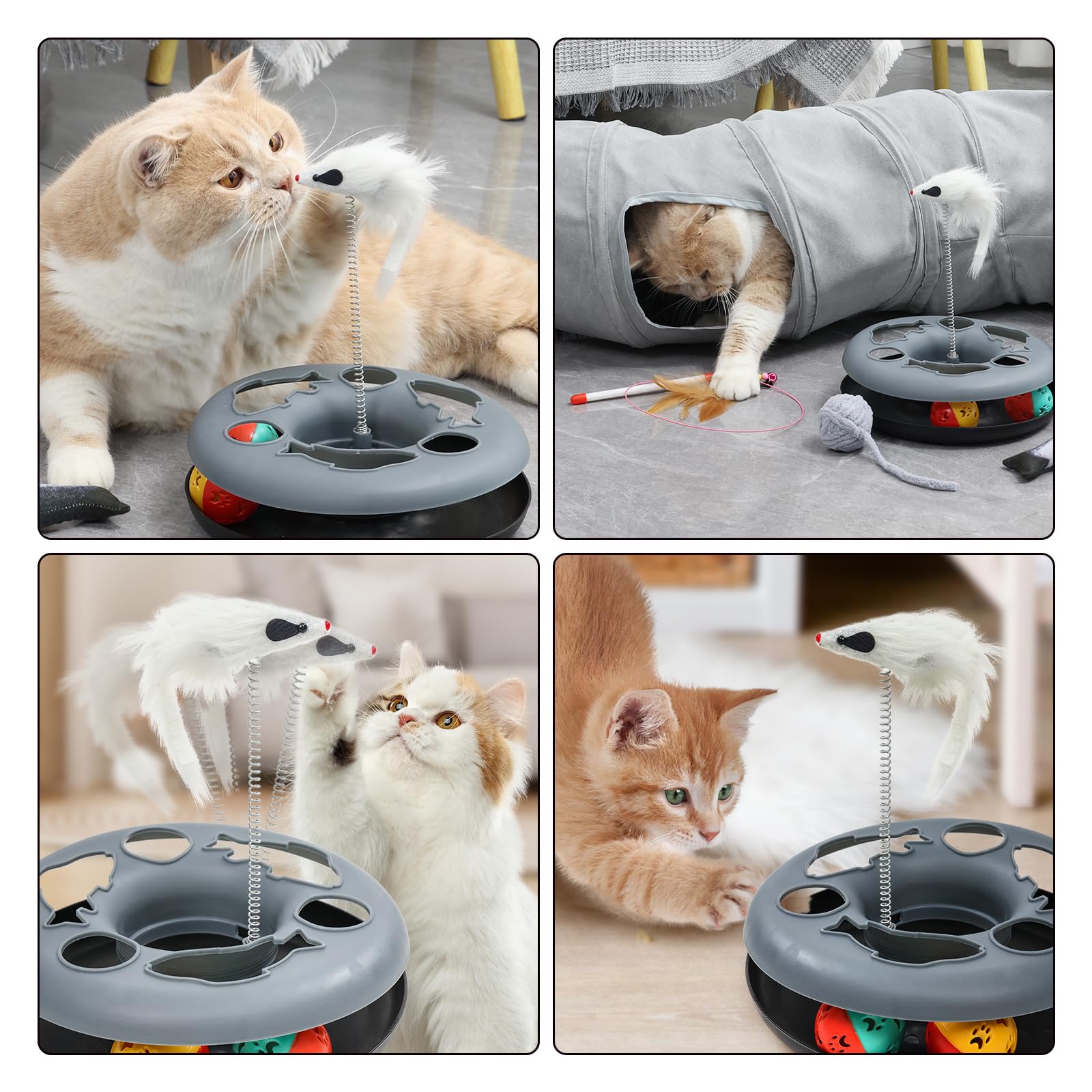 Collapsible S-Shaped Cat Tunnel Toy - 10.5 Inch Indoor Play Tube for Cats, Kittens, Puppies & Small Pets | Interactive Maze House with Roller Track | Perfect for Playtime, Exercise & Hide-and-Seek Games