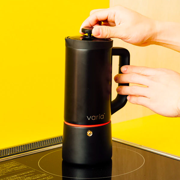Varia Pro Moka Pot - 3 Cup Stovetop Espresso Maker for Rich Italian Coffee | Perfect for Home, Office & Camping Brewing