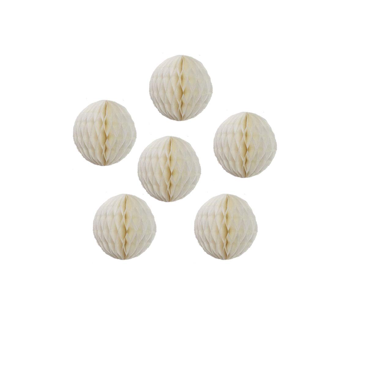 6PCS Honeycomb Paper Balls - 8 Inch Cream Tissue Pom Poms for Wall Backdrop, Wedding, Birthday, Baby Shower & Nursery Decorations | Party Supplies & Floral Arrangements