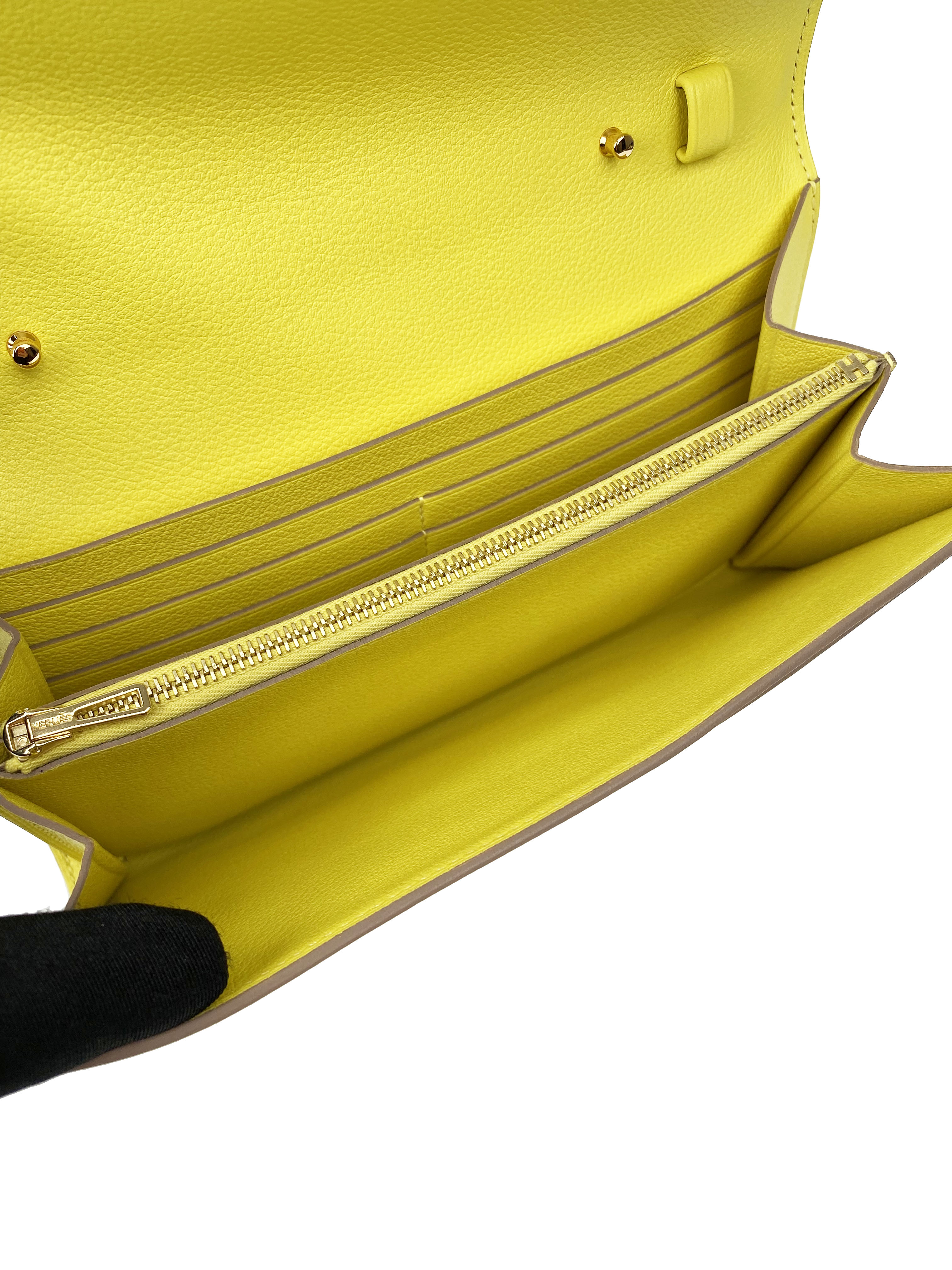 Hermes Lime Constance To Go Wallet - Luxury Leather Wallet for Women, Compact & Stylish, Perfect for Everyday Use, Travel & Special Occasions