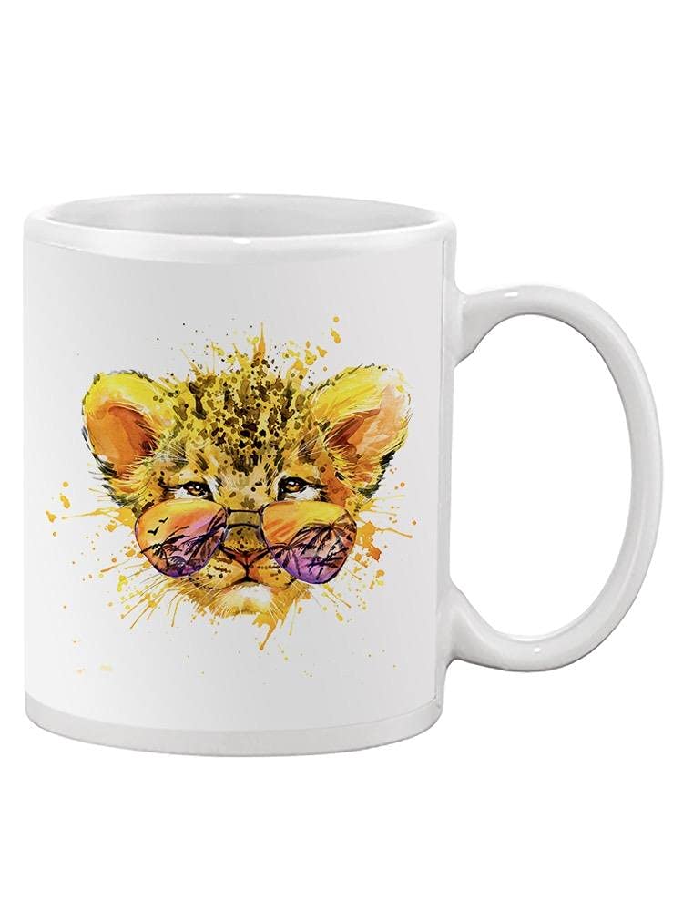 Smartprints Lion Cub With Sunglasses Coffee Mug - Funny Animal Design Ceramic Cup for Coffee, Tea & Hot Drinks - Perfect Gift for Men, Women, Office & Home Use