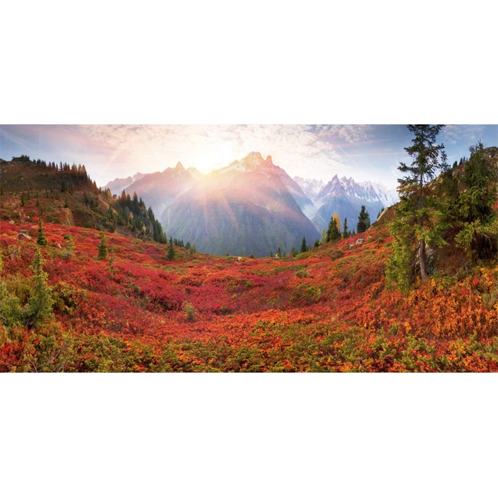 Leowefowa 8x4ft Autumn Scenery Photography Backdrop - Stunning Red Chamonix Alps Mountains Vinyl Background for Child & Adult Photo Shoots, Studio Props, Wall Decor | Perfect for Fall Portraits, Seasonal Events, and Landscape Photography