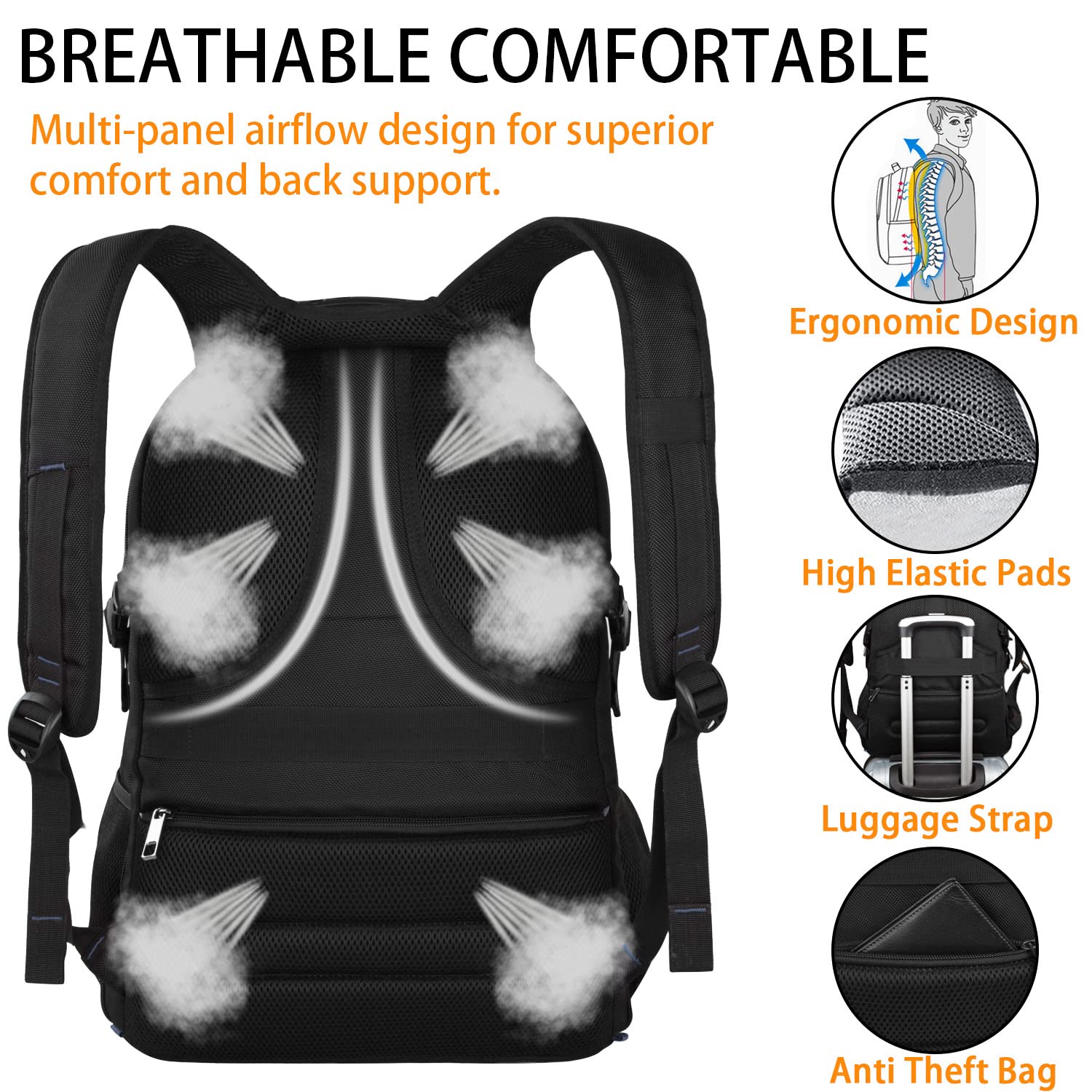 LTINVECK 50L Large Travel Laptop Backpack for Men & Women - TSA Friendly Carry On Backpack with USB Charging Port - Water Resistant Durable 17 Inch Laptop Bag for Business, College, Commuting & Air Travel