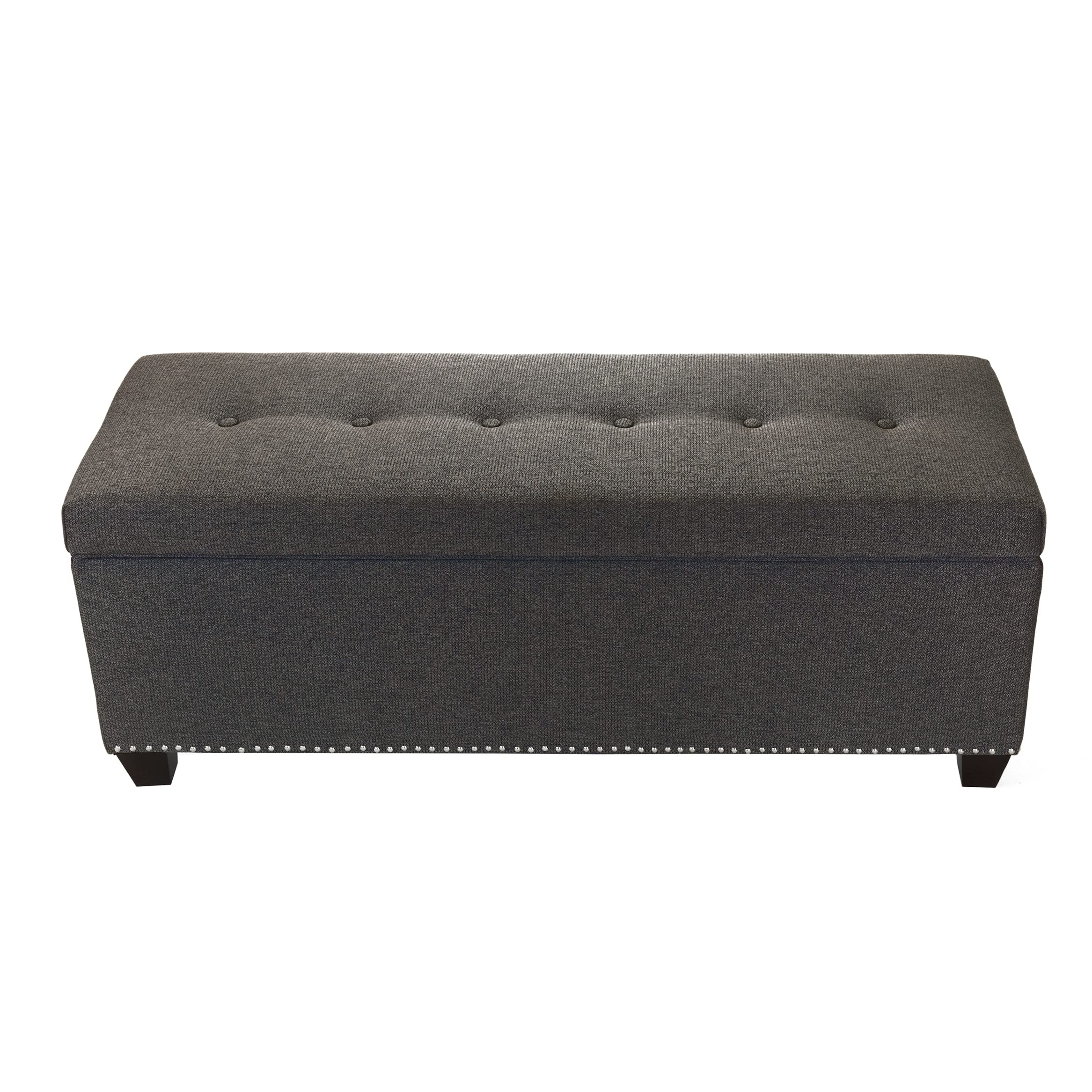 MJL Furniture Upholstered Shoe Storage Bench with Removable Cushion - Platinum Gray, Modern Entryway Bench for Hallway, Living Room & Bedroom Organization