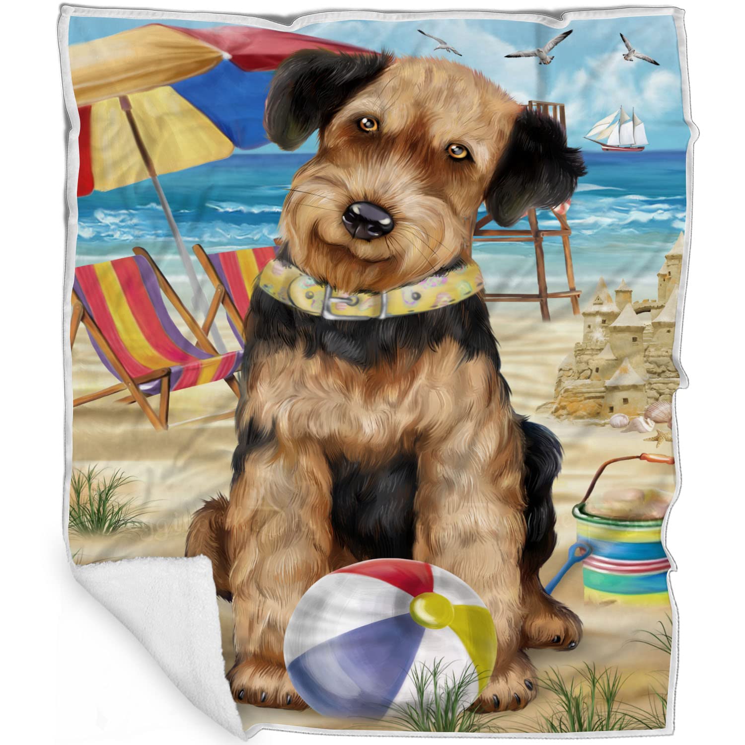 Premium Airedale Dog Blanket - Ultra Soft Lightweight Pet Blanket for Dogs & Cats - Cozy Durable Woven Throw (50x60) for Sofa, Bed, Couch - Perfect for Travel, Camping & Home Comfort BLNKT55241