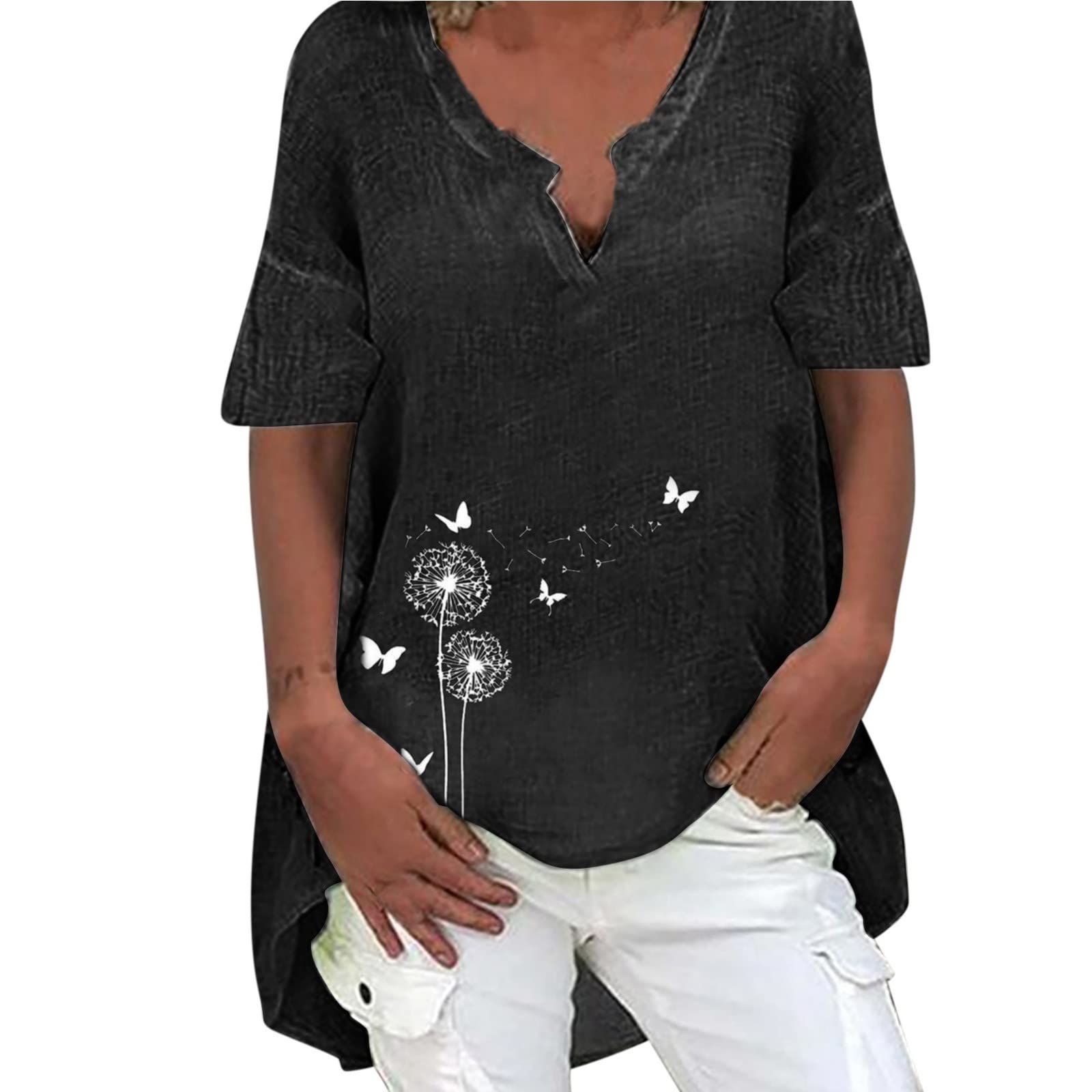 Women's 3/4 Sleeve Work Shirts - Spring Office Tops for Professional Wear