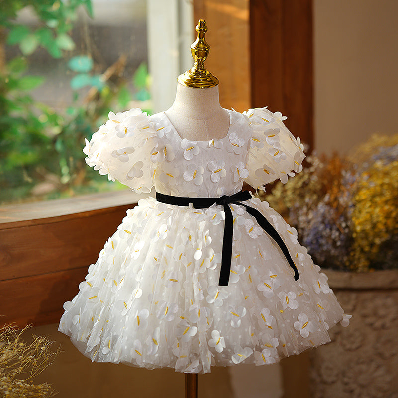 White Summer Flower Girl Princess Dress for Baby Girl & Toddler - Perfect for Birthday Parties, Weddings & Special Occasions