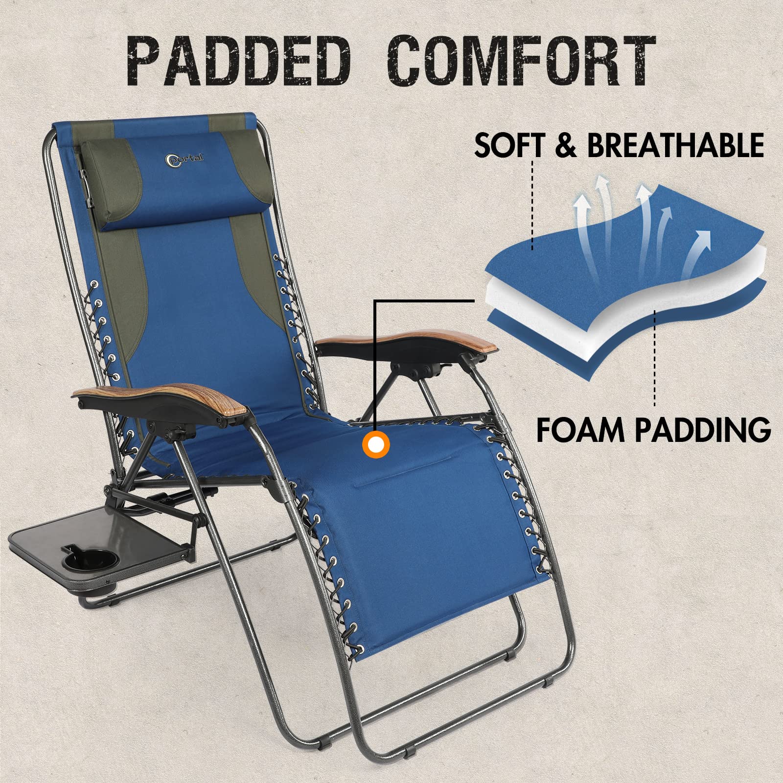 **XL Oversized Mesh Back Zero Gravity Reclining Patio Chair - Heavy Duty 350lbs Capacity, Padded Seat with Adjustable Pillows & Cup Holder - Foldable Lounge Chair for Poolside, Backyard, Lawn, and Outdoor Relaxation**