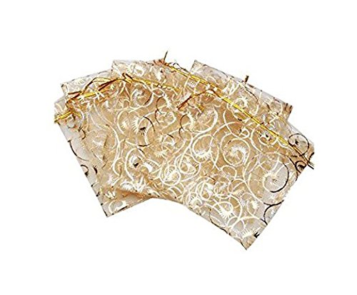 100PCS Mini Sheer Organza Bags - 4x4.72 Inch Gold Drawstring Gift Bags for Wedding Favors, Jewelry, Candy & Party Decorations - Elegant Favor Bags for Bridal Showers, Baby Showers & Special Events