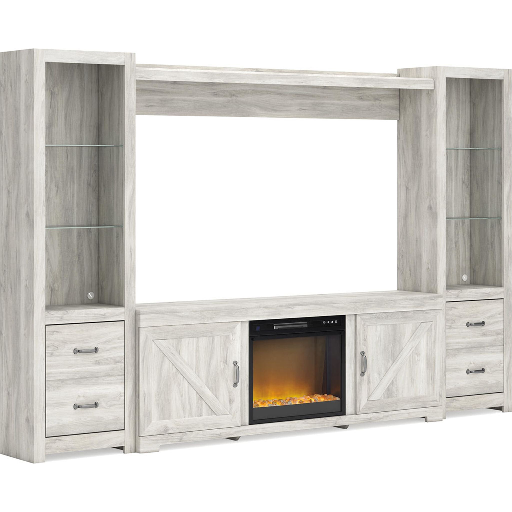 Bellaby 5-Piece Whitewashed Entertainment Center Set - Modern TV Stand with Storage for Living Room, Bedroom & Home Theater