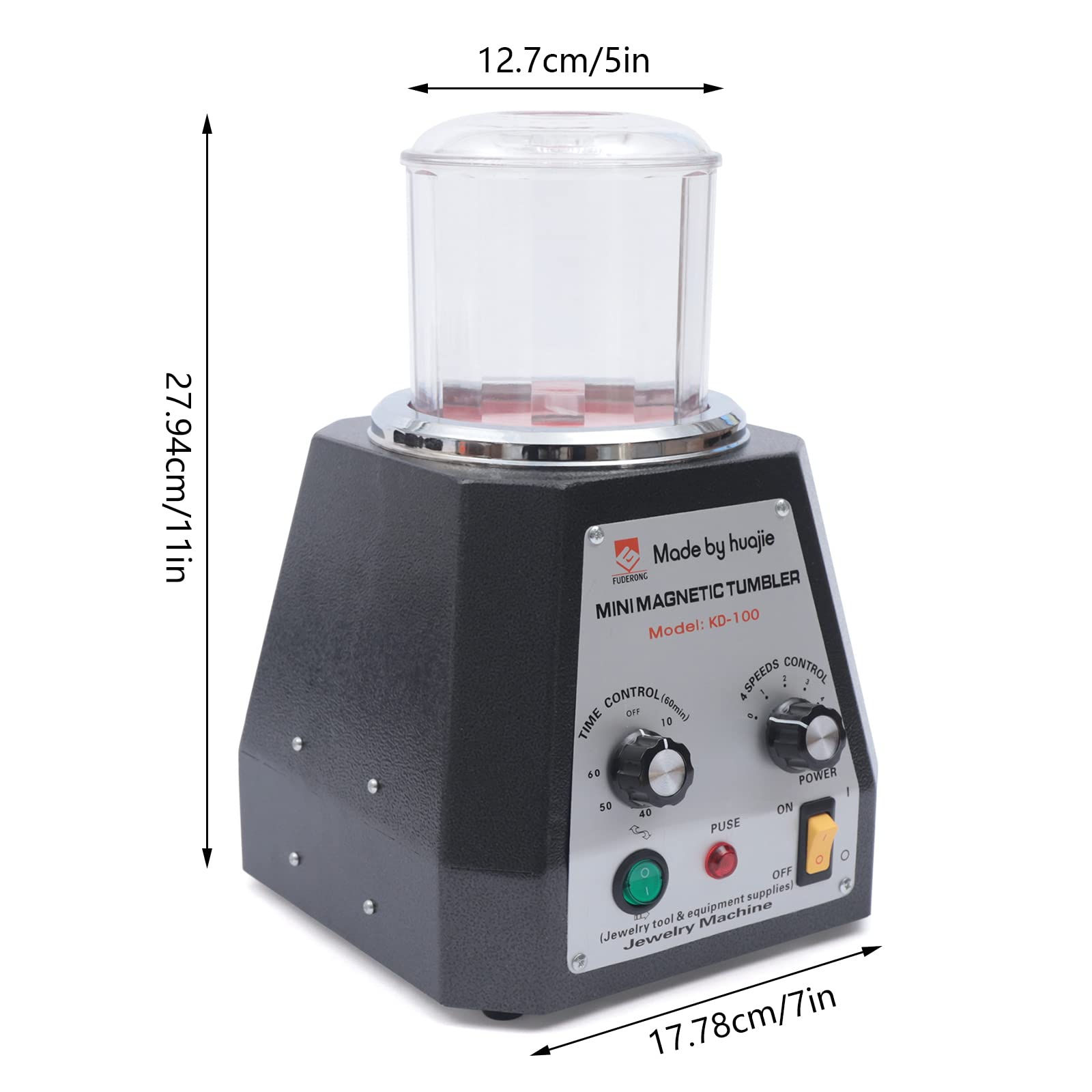 2000RPM Magnetic Jewelry Polisher Machine - 220V 100mm Magnetic Tumbler for Jewelry & Metal Polishing with Acrylic Bowl - Perfect for Jewelry Making, Metal Crafting, and Small Parts Finishing