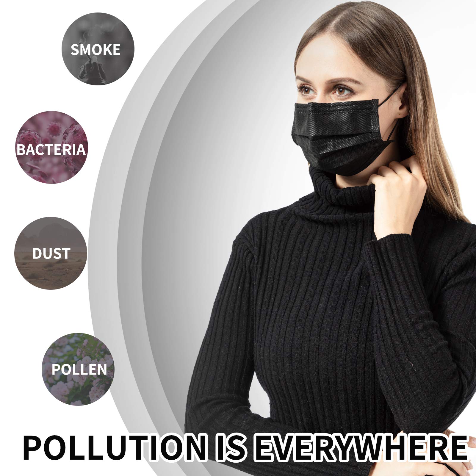 3-Ply Disposable Face Masks with Elastic Ear Loops - Breathable, Comfortable & Skin-Friendly for Daily Use, Travel, and Public Safety Protection