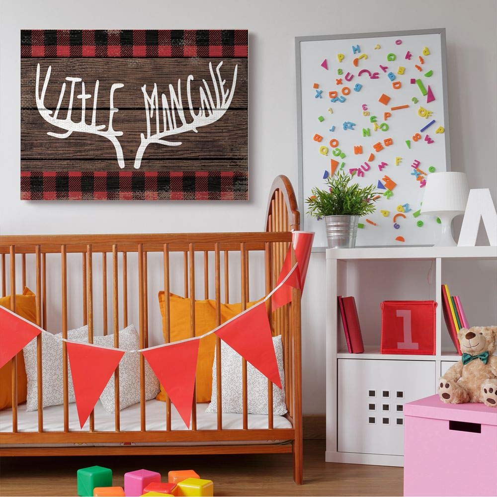 Stupell Industries Little Man Cave Red Plaid Wood Texture Wall Art - 36