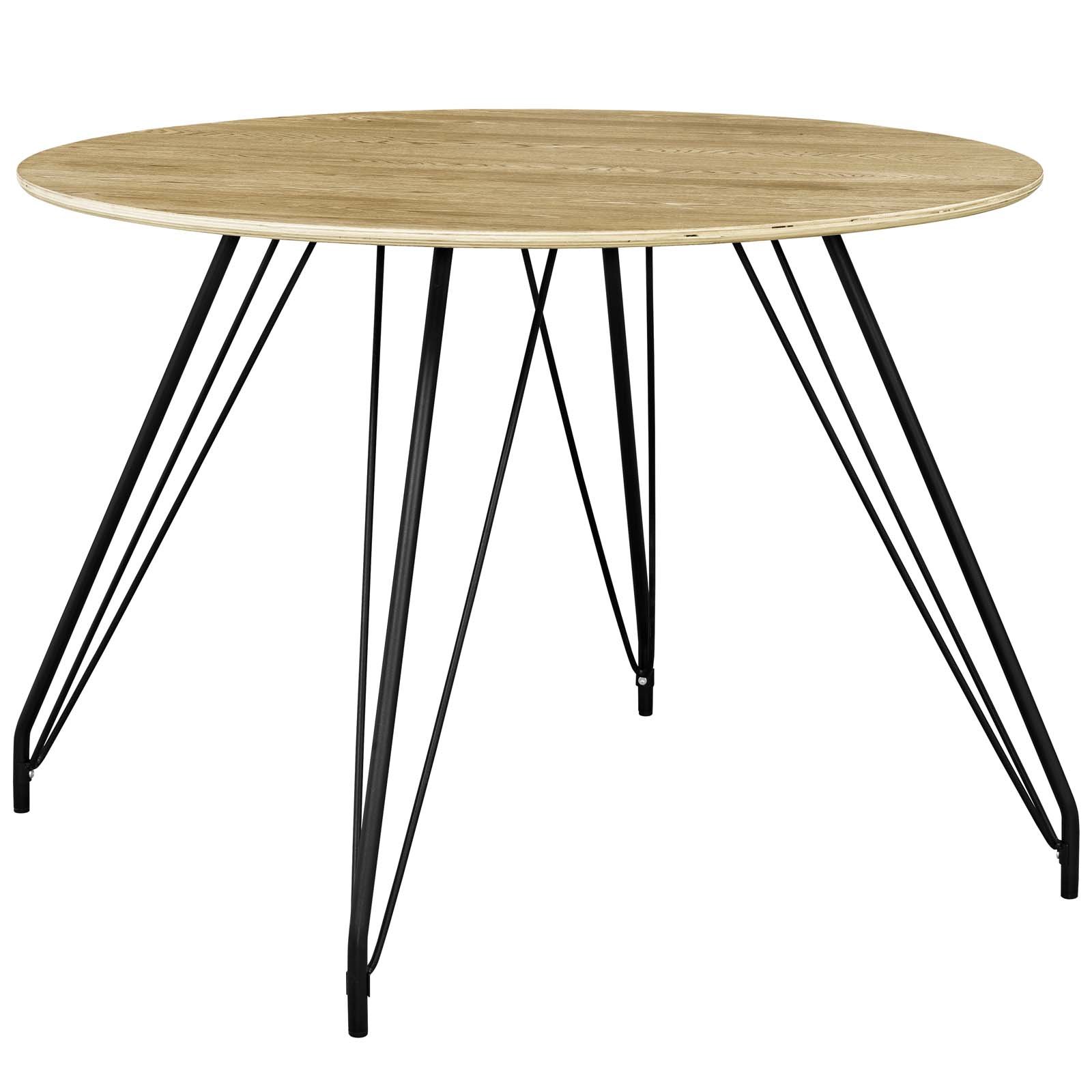 Modway Satellite 5-Piece Mid-Century Modern Dining Table Set with Chairs - Natural Wood Kitchen & Dining Room Furniture for Small Spaces | Perfect for Breakfast Nook, Apartment Dining, and Contemporary Home Decor