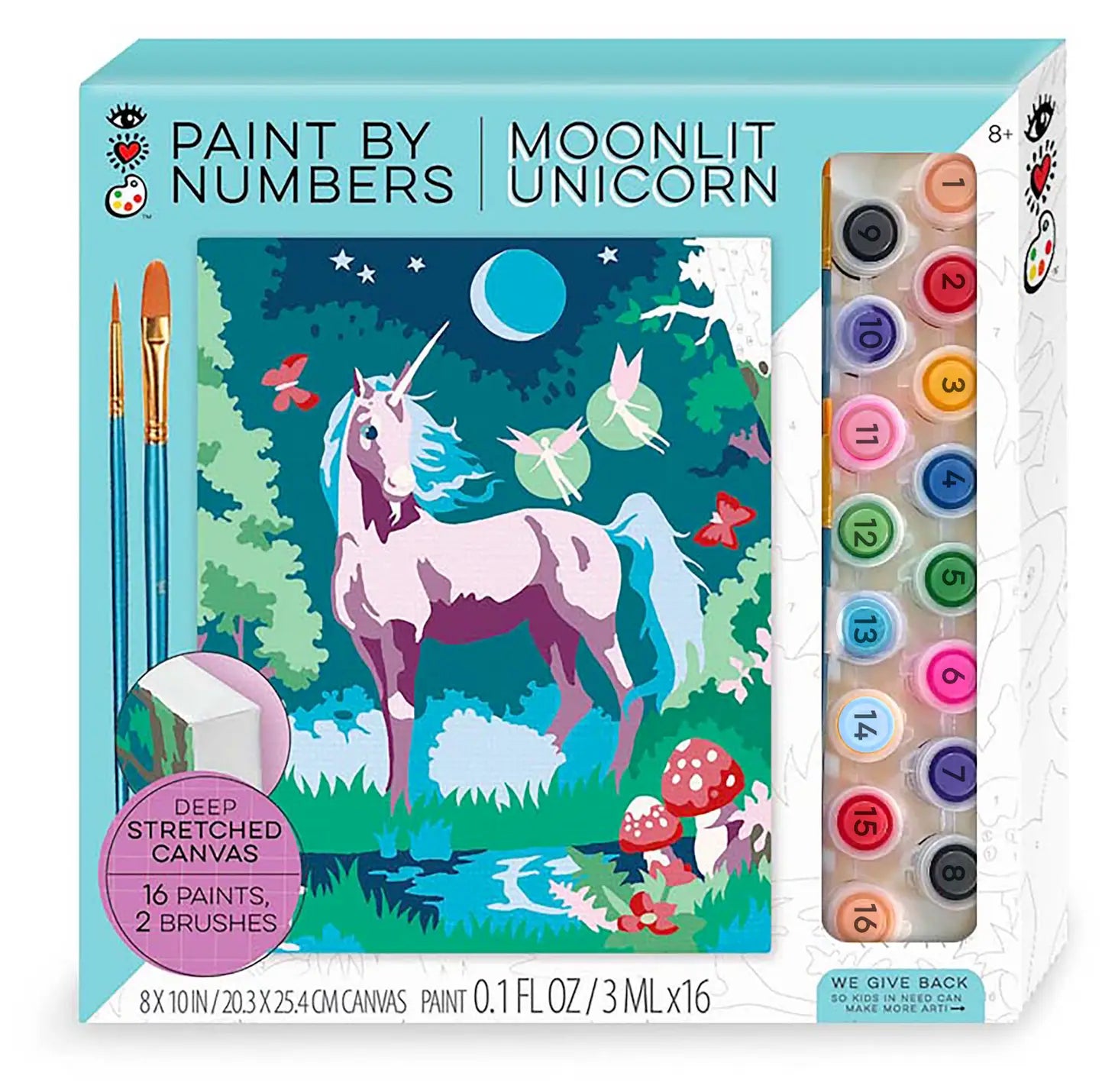 iHeartArt Moonlit Unicorn Paint by Numbers Kit for Adults - DIY Acrylic Painting on Canvas with Brushes & Frame - Relaxing Home Decor & Gift Idea for Beginners
