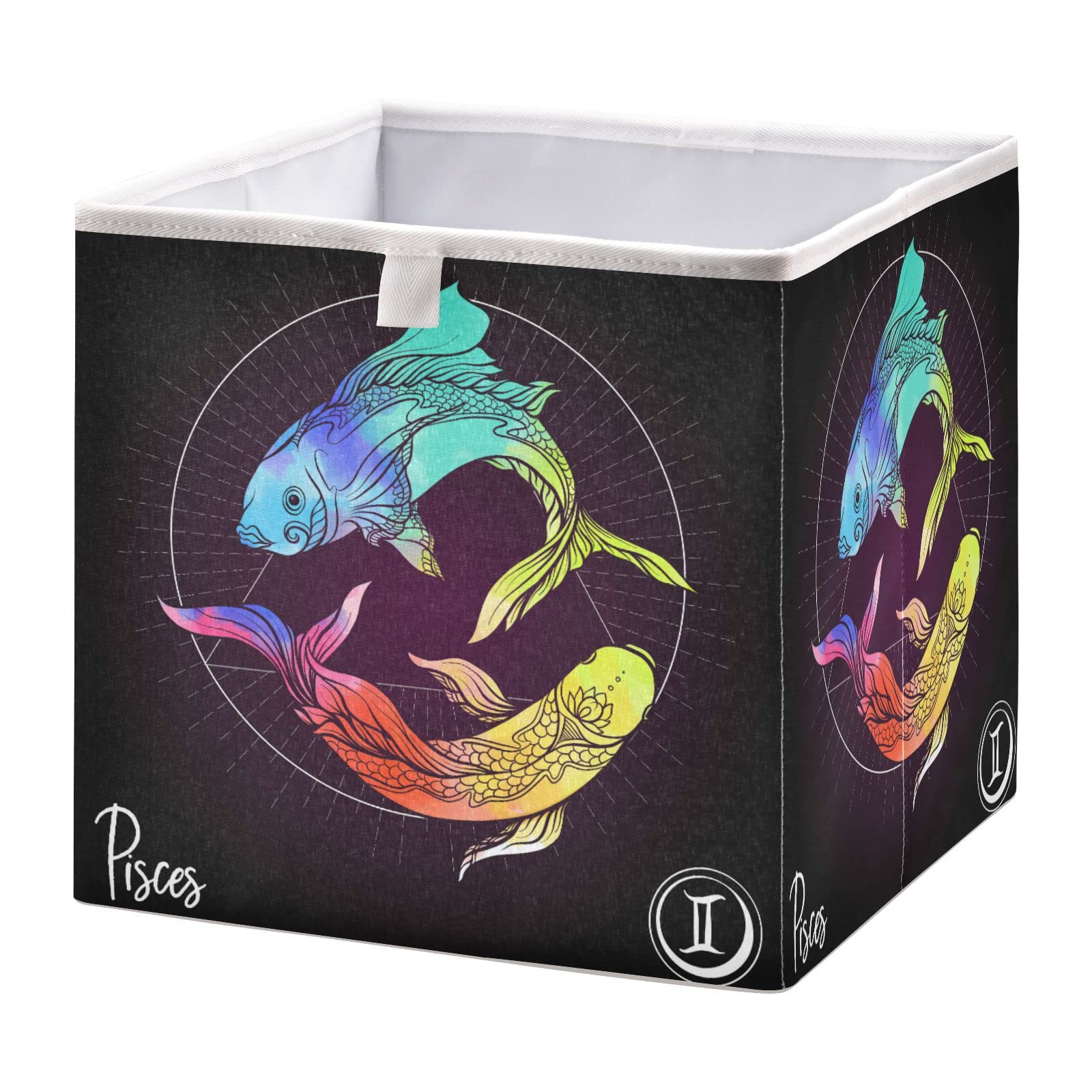 ALAZA Foldable Storage Bins - Pisces Zodiac Sign Decorative Storage Boxes with Multicolor Fish Design for Bedroom, Nursery, Closet | Perfect for Organizing Toys, Books & Home Decor