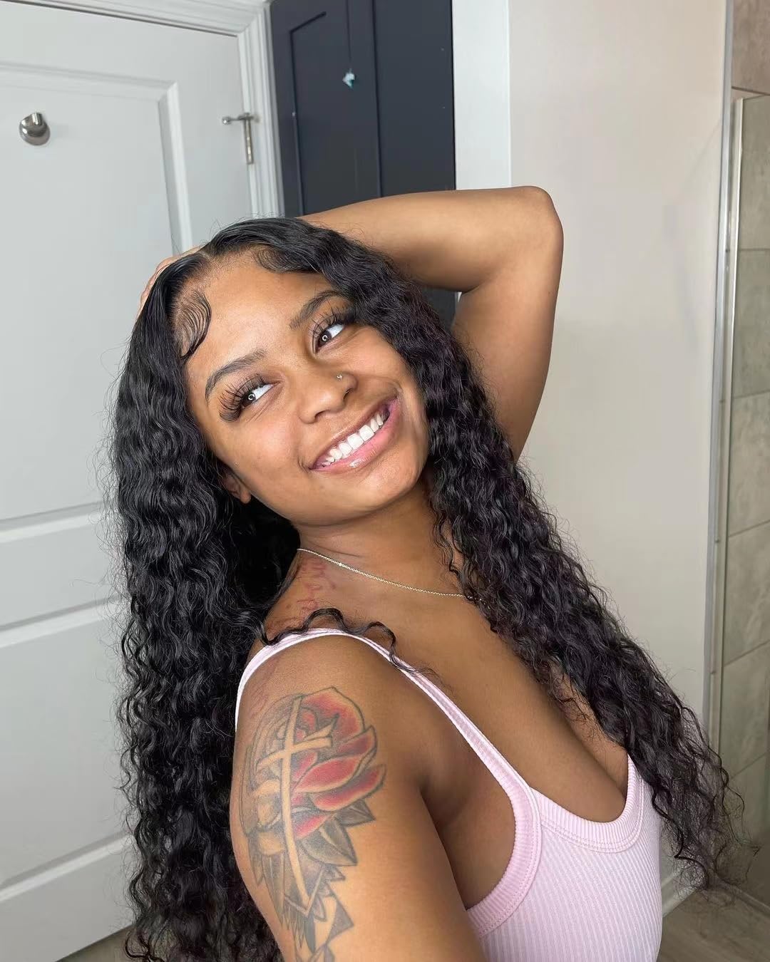 13x4 Deep Curly Lace Front Wigs Human Hair - Wet & Wavy Water Wave Lace Closure Wigs 30 Inch - Natural Looking Human Hair Wigs for Women - Perfect for Daily Wear, Parties & Special Occasions
