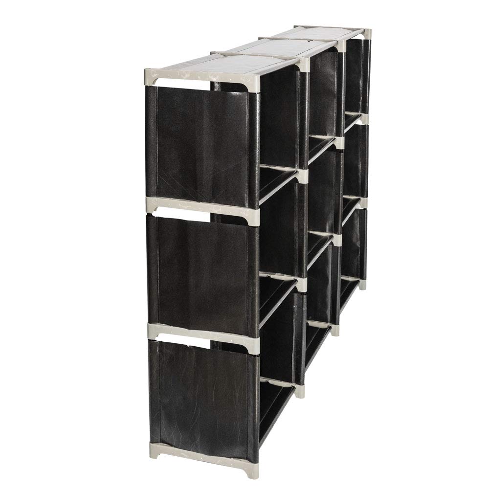 Modular Cube Storage Organizer - 9 Compartment DIY Closet Shelf Unit for Bedroom, Living Room & Office (Black, 3-Tier) - Perfect for Closet Organization, Book Storage & Home Decor