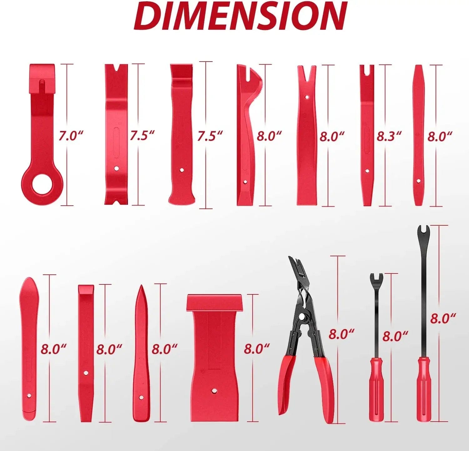 102-Piece Car Trim Removal Tool Kit - Red - Perfect for Auto Interior Panel & Dashboard Repair, DIY Car Detailing & Accessories Installation