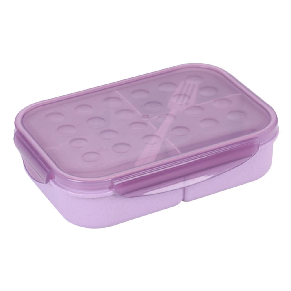 Vaguelly 1800ML Bento Box - Leakproof Lunch Container with Detachable Dividers & Fork for Adults & Kids - Perfect for Office, School, Picnics & Meal Prep (Purple)