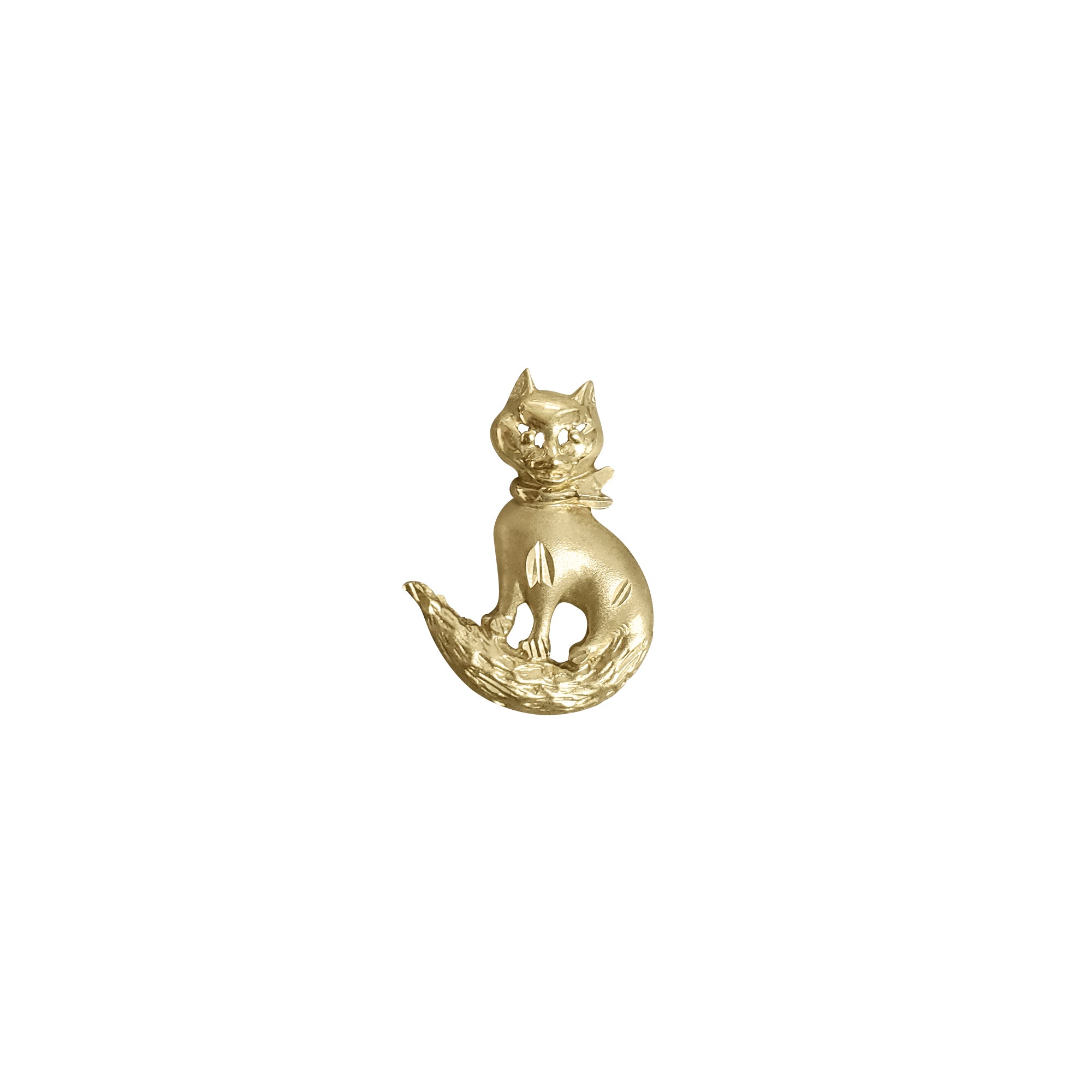 14k Yellow Gold Cat Charm Pendant with Diamond Cuts & Matte Finish - Perfect for Gifts, Birthdays & Everyday Jewelry Wear