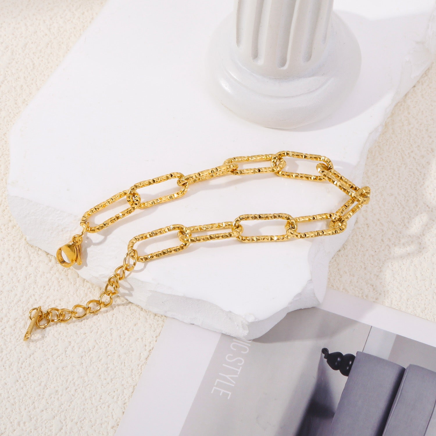 18K Gold Plated Stainless Steel Link Chain Bracelet and Necklace Set - Elegant Jewelry Gift for Women | Perfect for Weddings, Parties & Everyday Wear | JDWB030