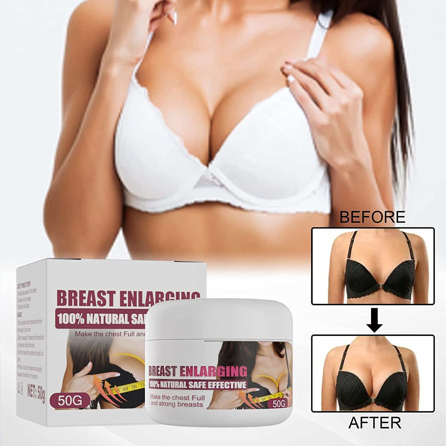 Natural Breast Enhancement & Firming Cream for Women - Breast Enlargement Massage Cream with Organic Ingredients - Hip & Butt Lifting Cream (2 Pack) - Perfect for Daily Body Care & Confidence Boost