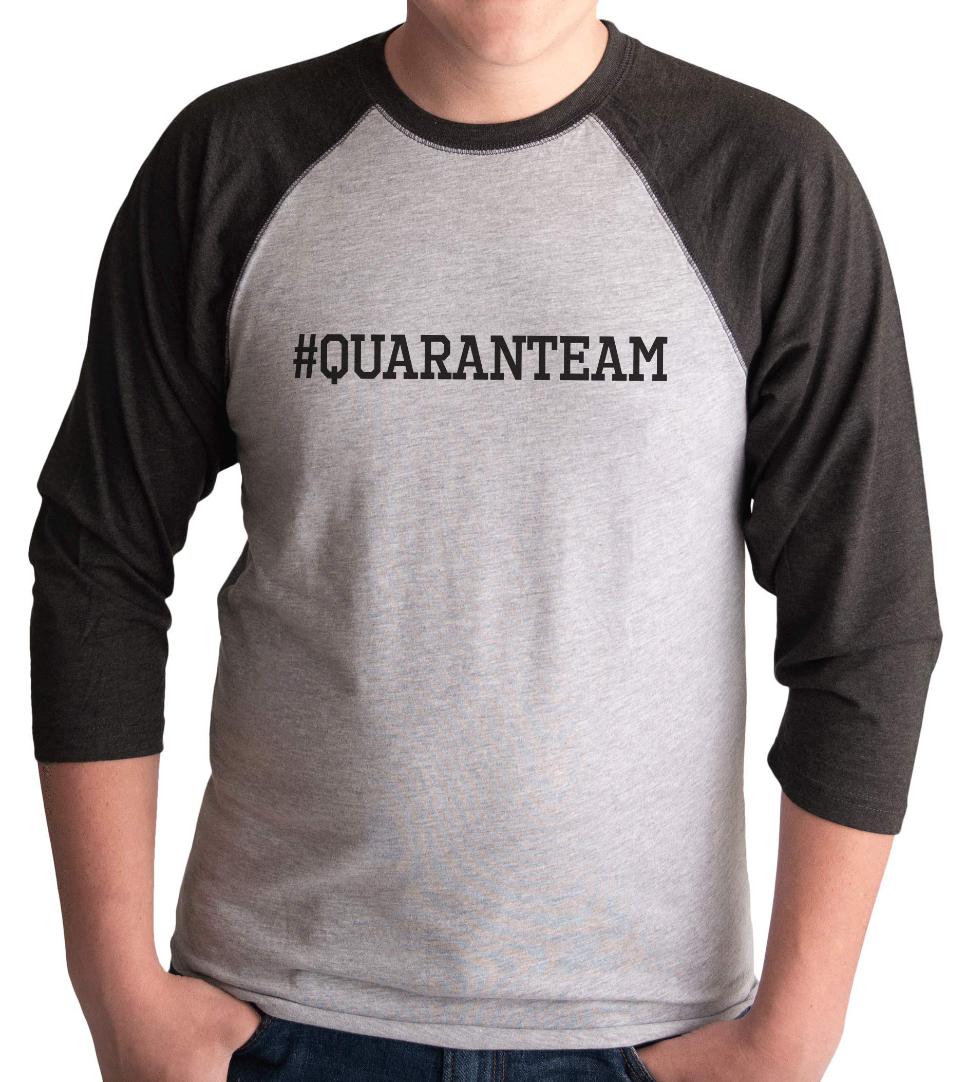 7 ate 9 Apparel Men's Quaranteam Funny Grey T-Shirt - Humorous Novelty Graphic Tee for Casual Wear & Social Distancing