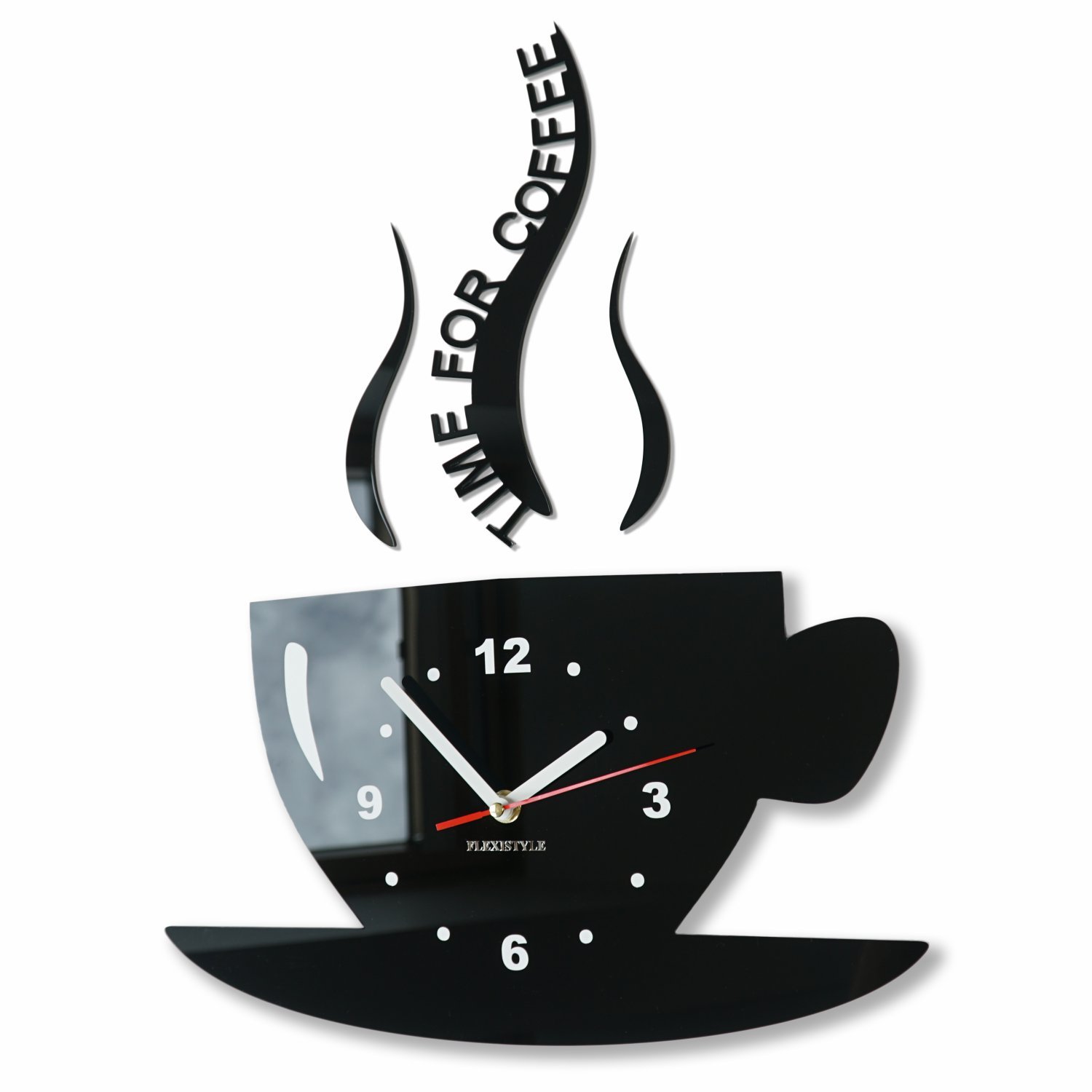 Black Kitchen Wall Clock - Perfect for Coffee Lovers & Home Decor | Ideal for Kitchen, Office, and Cafe Use