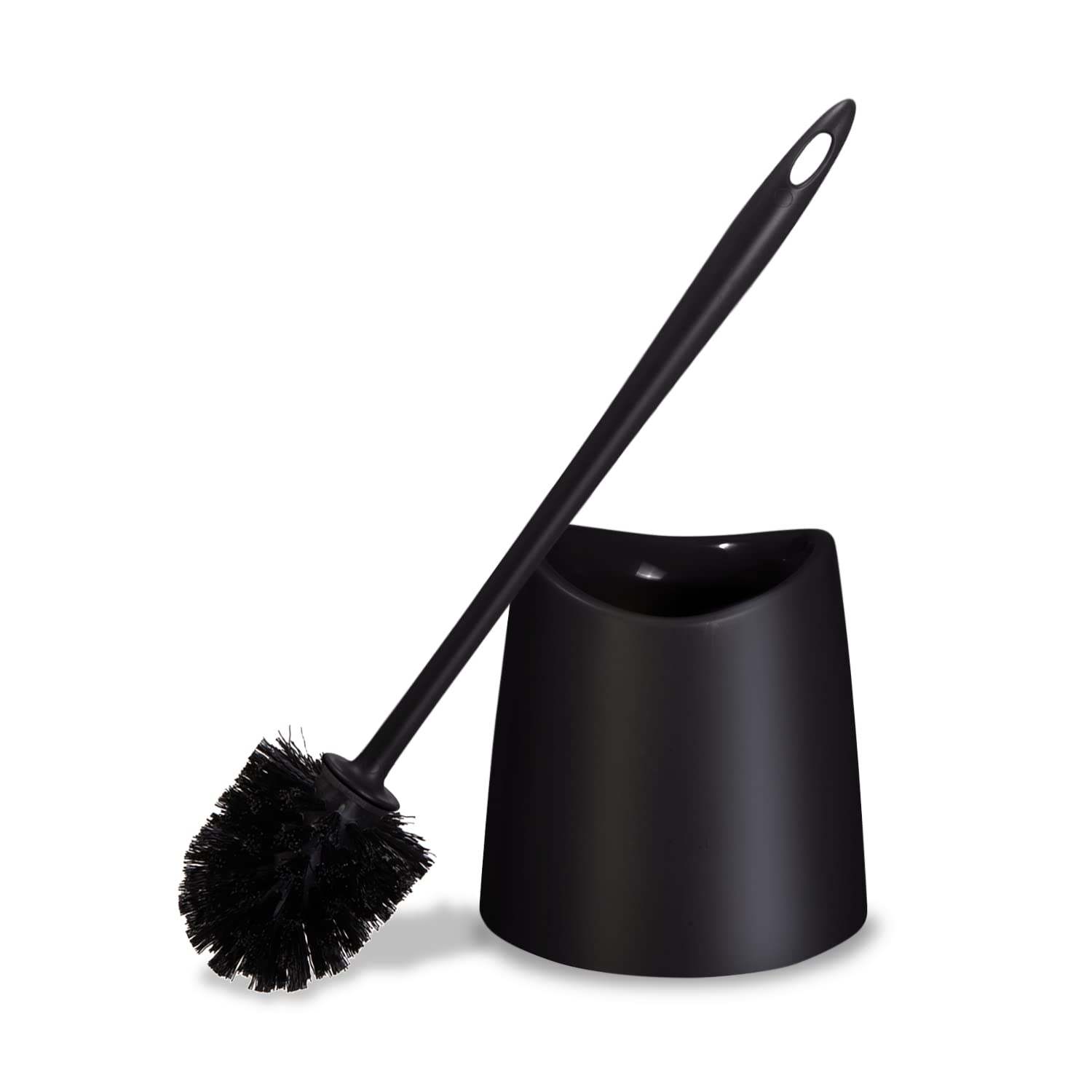 Black Toilet Brush and Holder Set with Scrubbing Wand - Bathroom Cleaning Brush with Storage Caddy for Easy Toilet Bowl Cleaning | Ideal for Home, Apartment & RV Bathrooms