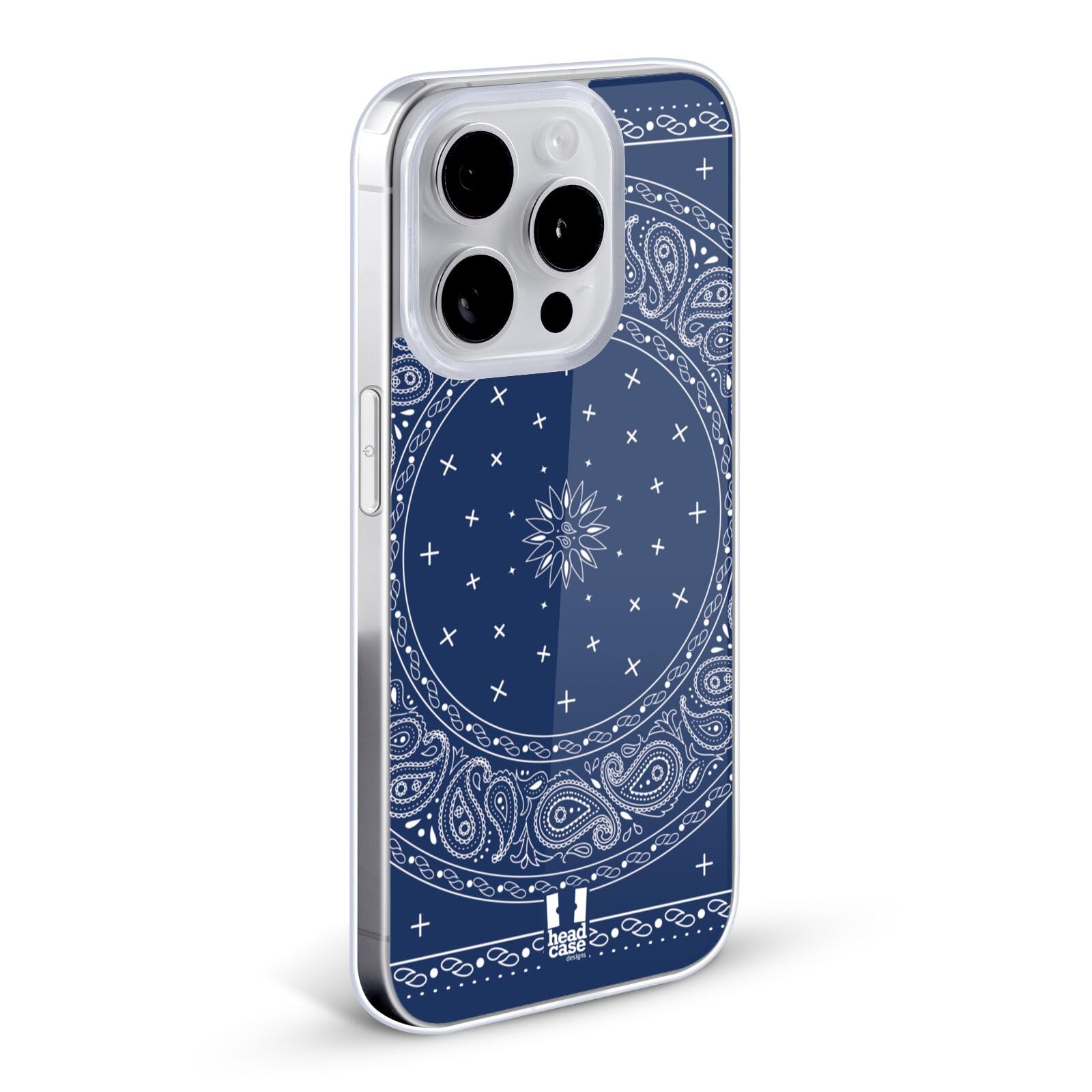 Head Case Designs Round Blue Classic Paisley Bandana Soft Gel Phone Case Compatible with Apple iPhone 12 & iPhone 12 Pro - Stylish Protection for Everyday Use, Travel & Outdoor Activities