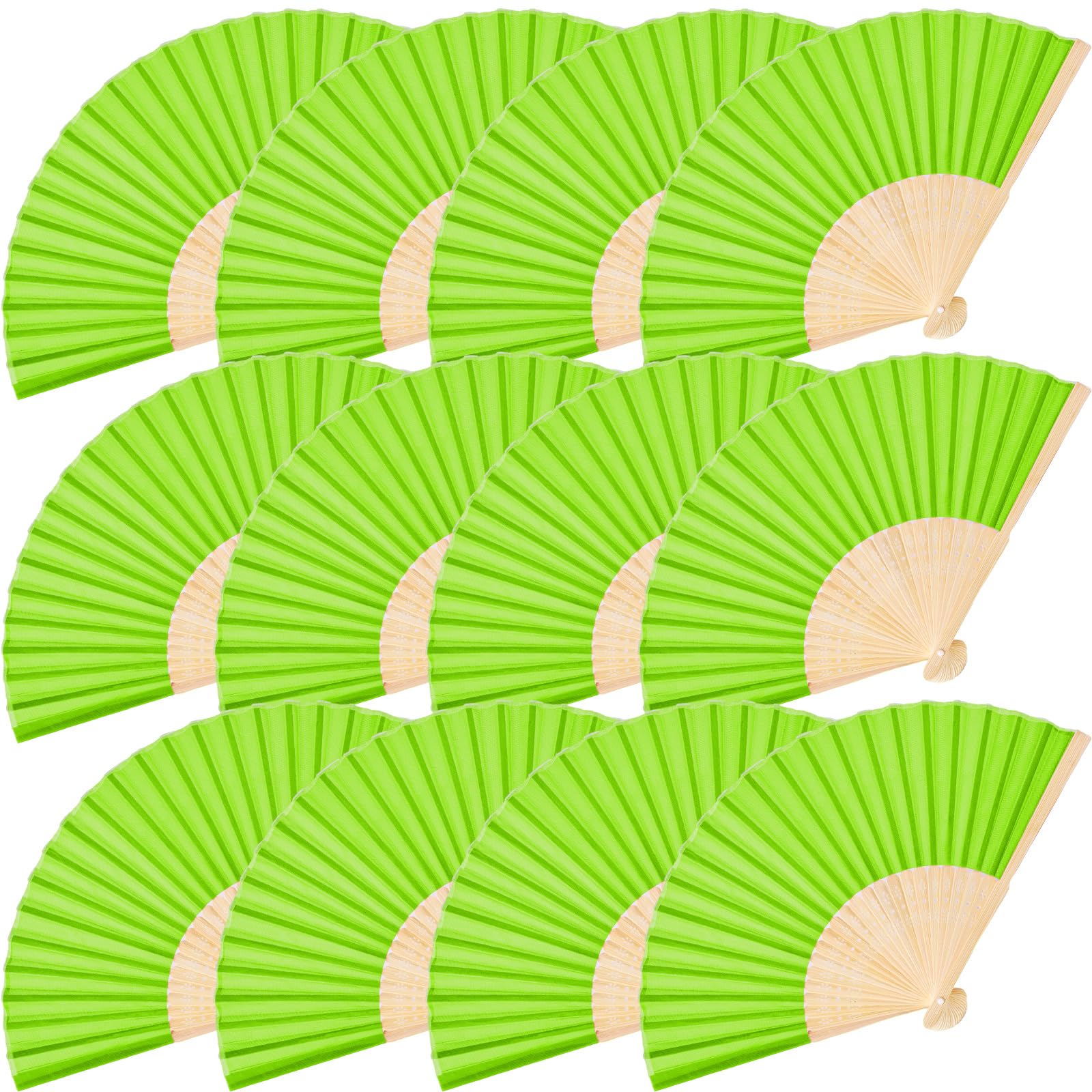 JOHOUSE 12PCS Folding Fabric Hand Fans - Portable Bamboo Handheld Fan for Cooling, Party Favors, Wedding Decor, DIY Wall Art & Home Decoration - Perfect for Summer, Outdoor Events & Asian-Themed Parties