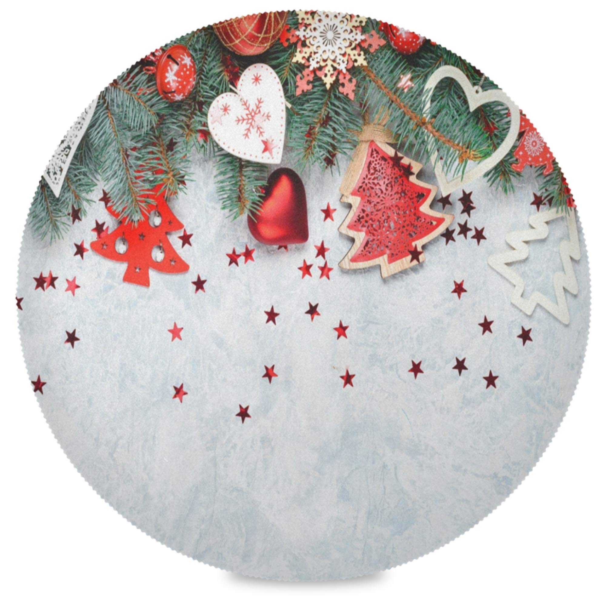 MNSRUU 6-Pack Round Placemats - Christmas Table Decor, Wrinkle-Resistant & Heatproof Washable Table Mats for Holiday Dining, Parties & Winter Home Decor
