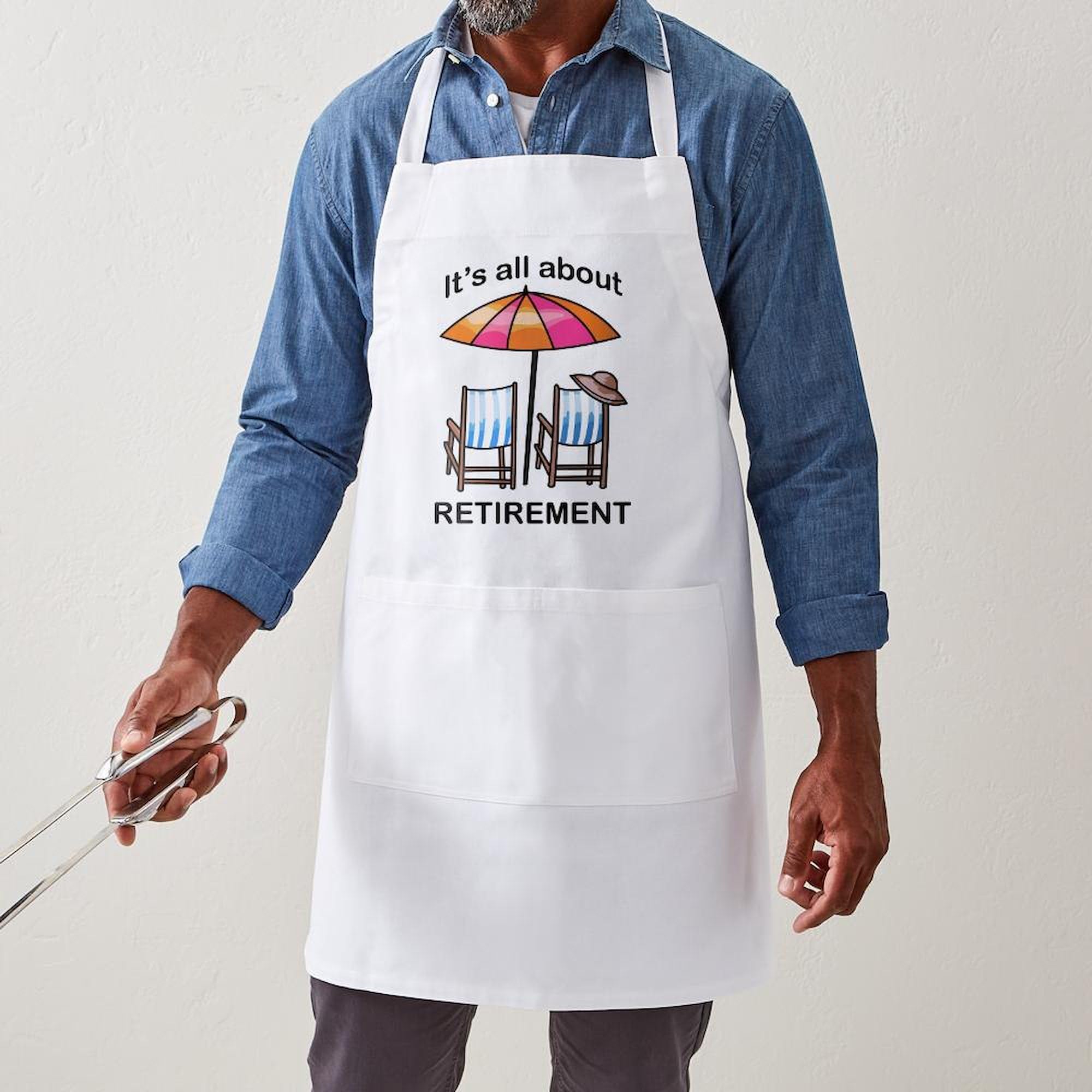 Retirement Gift Kitchen Apron with Pockets - BBQ Grilling & Baking Apron for Men & Women - Perfect for Cooking, Hosting & Outdoor Parties