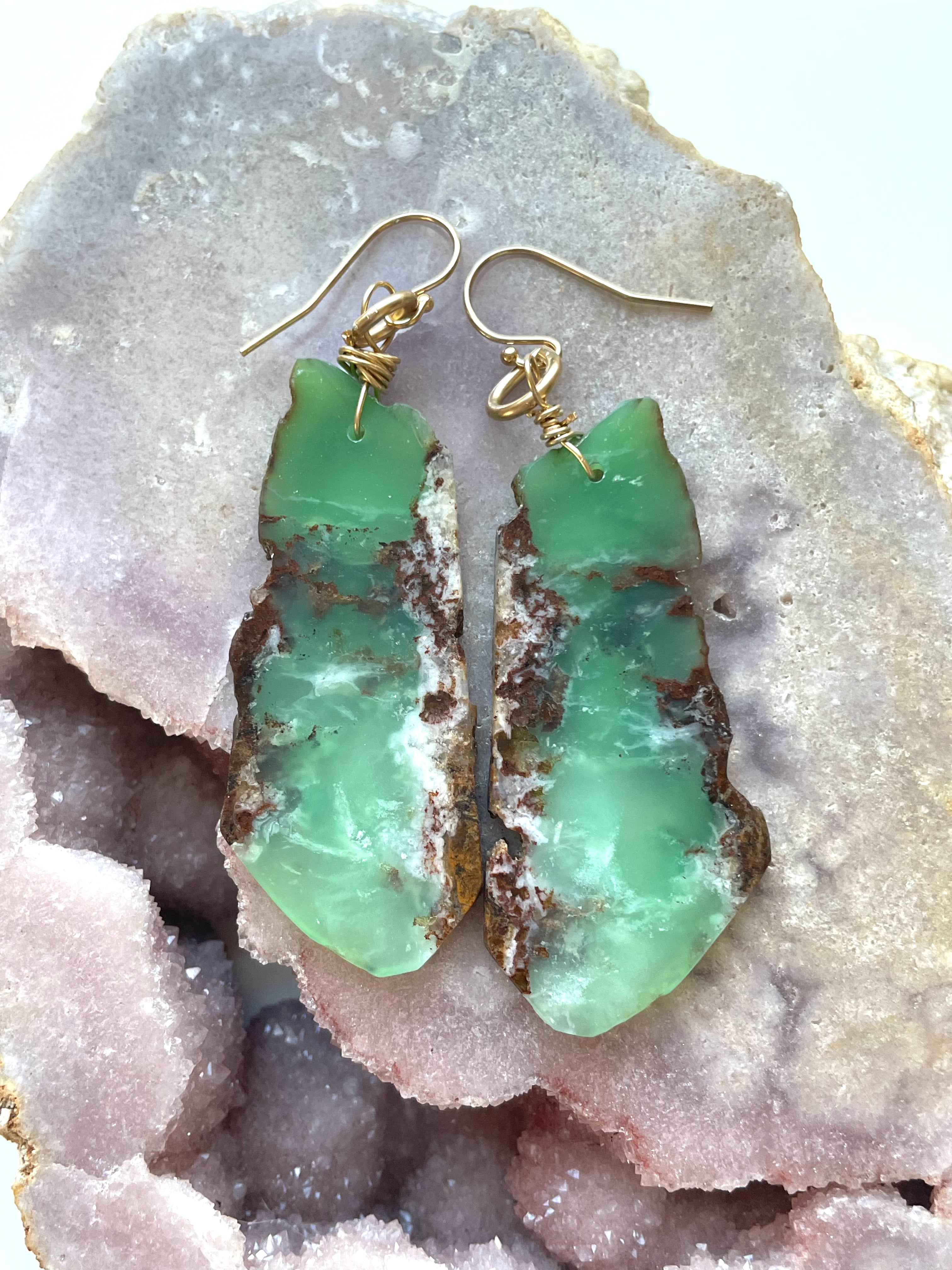 Chrysoprase Statement Earrings - 14K Gold Filled Dangle Earrings for Women | Elegant Jewelry Gift for Birthday, Anniversary & Special Occasions