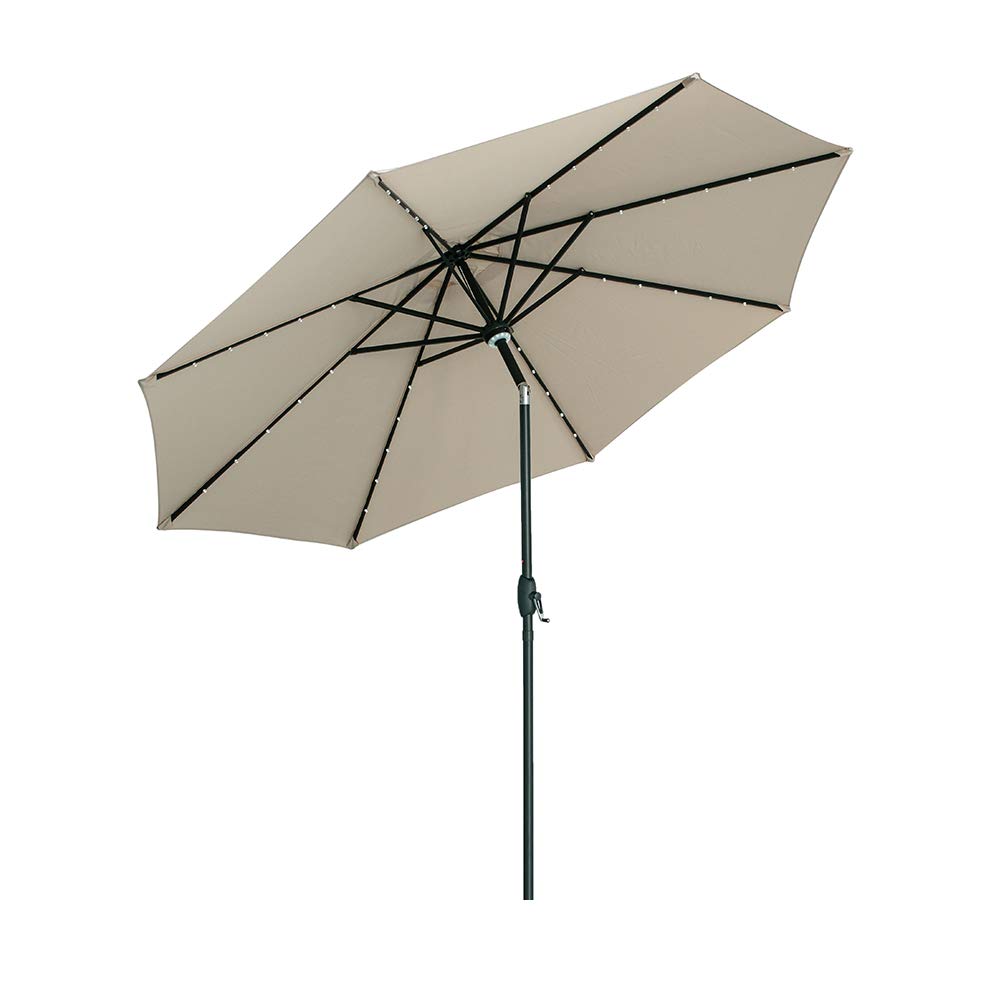 Ainfox Solar Patio Umbrella with LED Lights - Waterproof Outdoor Umbrella with Steel Ribs for Garden, Deck, Poolside - Perfect for Patio, Backyard, and Outdoor Dining