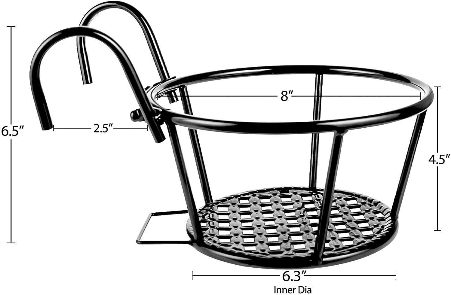 Iron Art Hanging Flower Pot Holder - 2 Pack Metal Railing Planters for Balcony, Fence, Porch | Rust-Resistant Outdoor Hanging Baskets for Flowers & Plants | Perfect for Patio Decor & Garden Landscaping