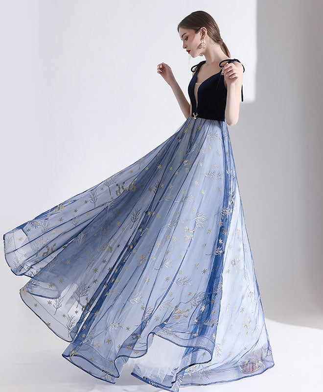 Elegant Blue Sweetheart Tulle Long Prom Dress - Formal Evening Gown for Homecoming, Ball & Special Occasions
