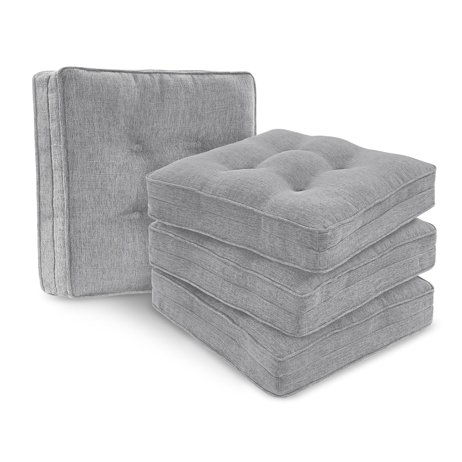 Downluxe Non-Slip Memory Foam Dining Chair Cushions with Ties - 16.5