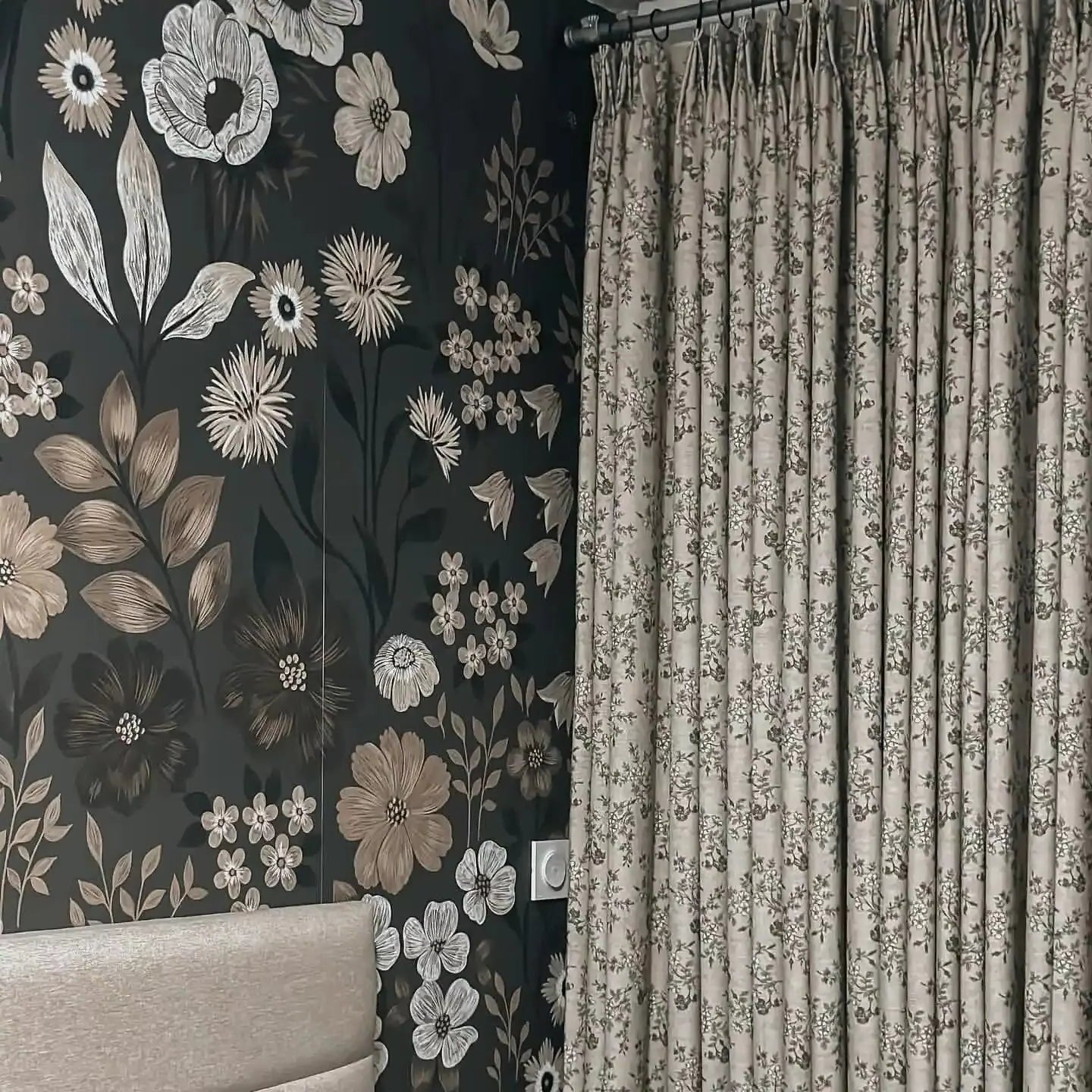 Elegant Sara Le Print Linen Unlined Drapery Pleated Curtains - Light Filtering Window Treatments for Living Room & Bedroom Decor