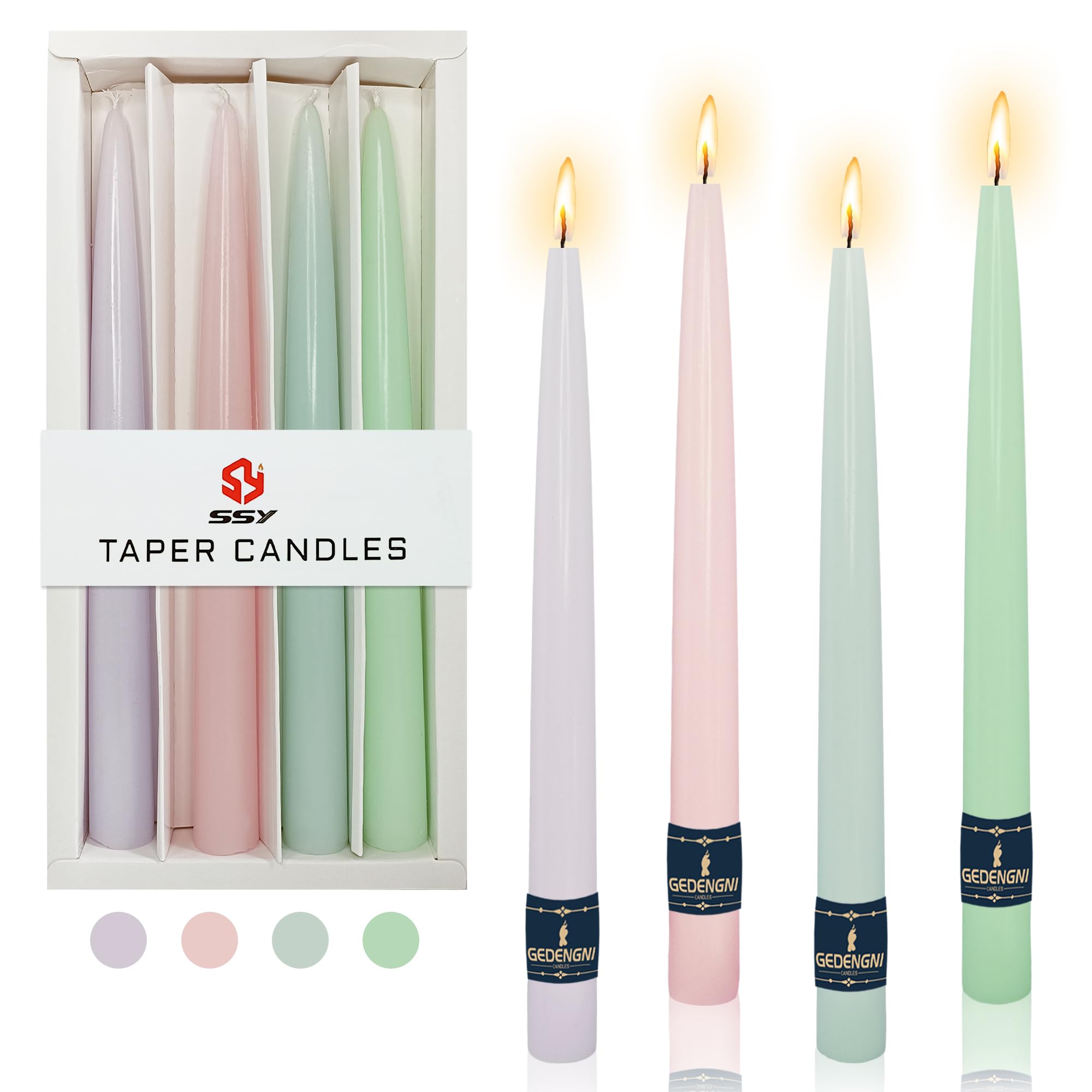 10 Inch Pink Taper Candles Set of 4 - Pastel Rainbow Tapered Candlesticks for Home Decor, Romantic Dinners, Wedding Centerpieces & Party Decorations - Elegant Gift for Women